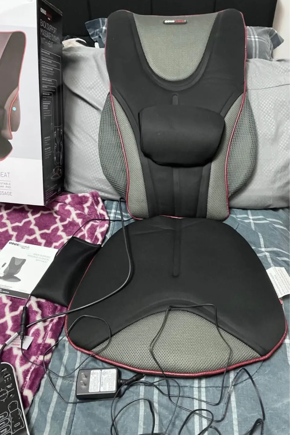 OBUS Essentials Back Support Massage Cushion with Heat thumbnail