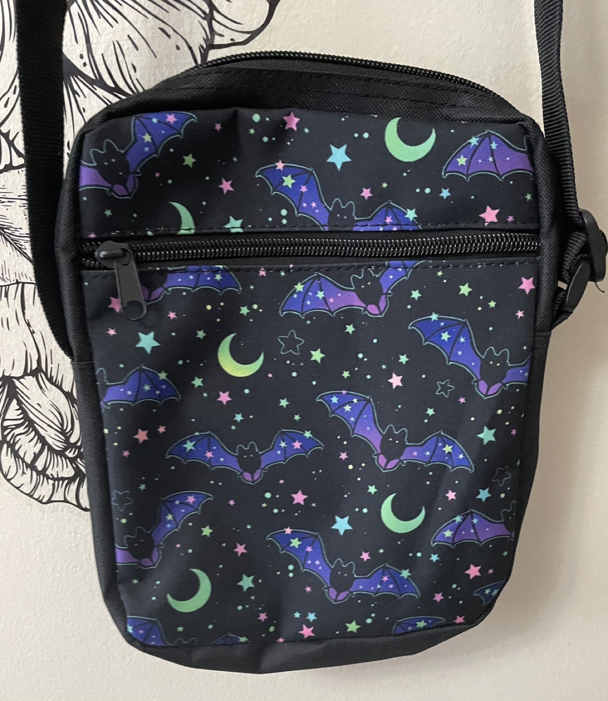Cute Bat and Moon Crossbody Bag
