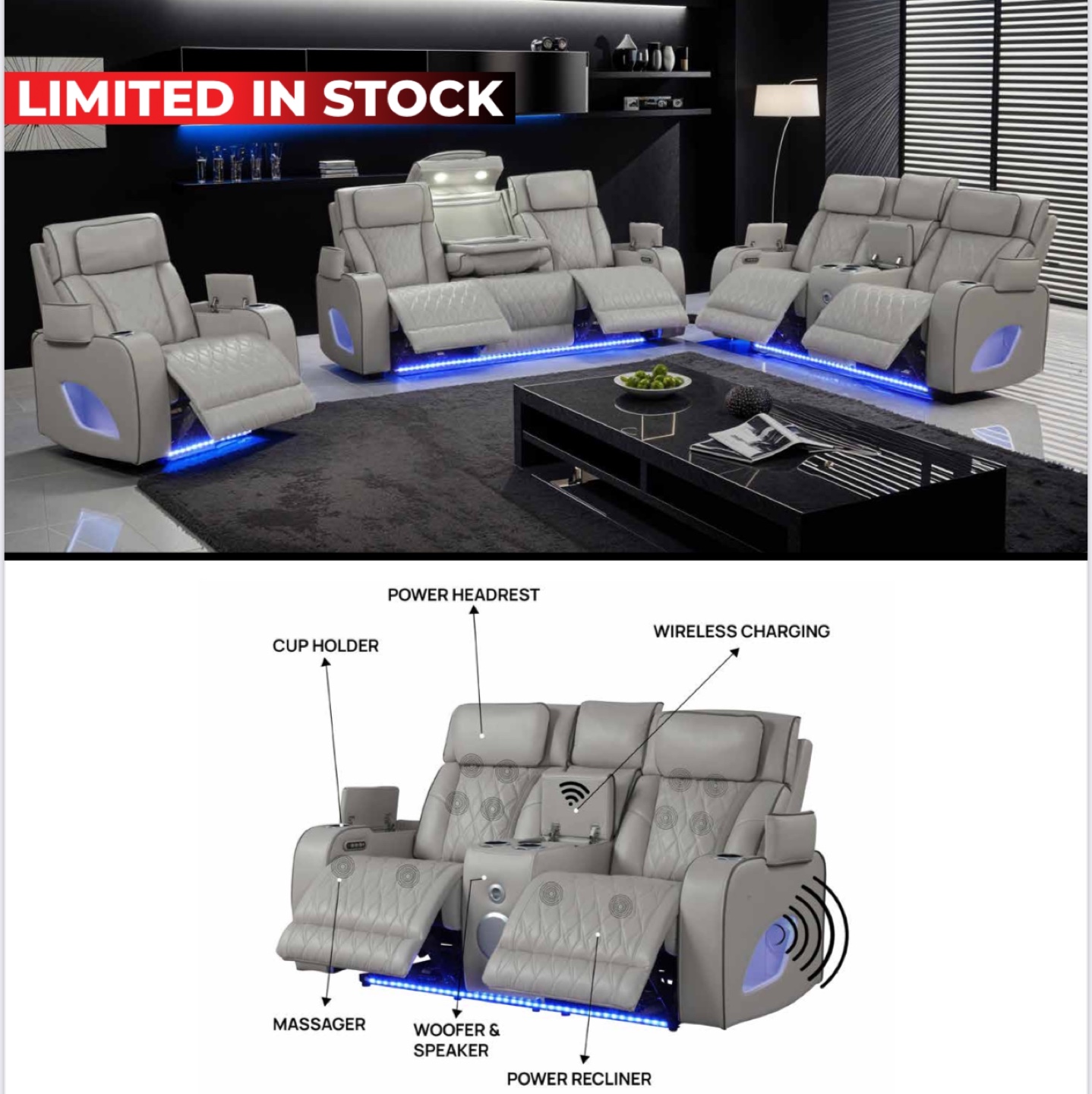 Brand new power recliner sofa and love seat in stock
