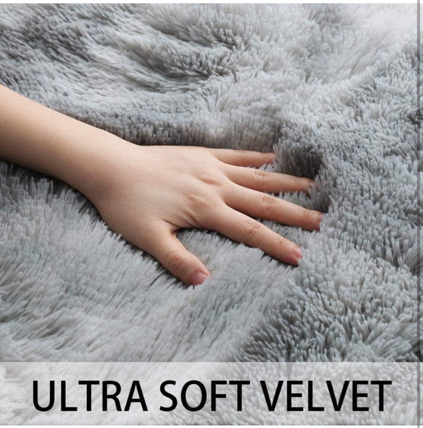 Soft Grey Fluffy Rug - 1.57" Pile, Anti-Slip - photo 2