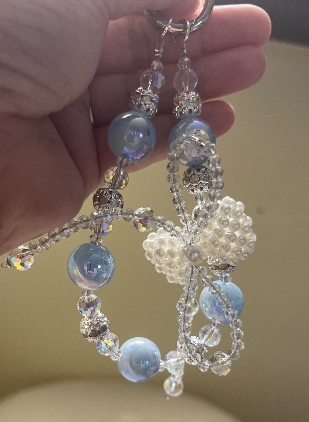Beaded Keychain with Pearl Bow