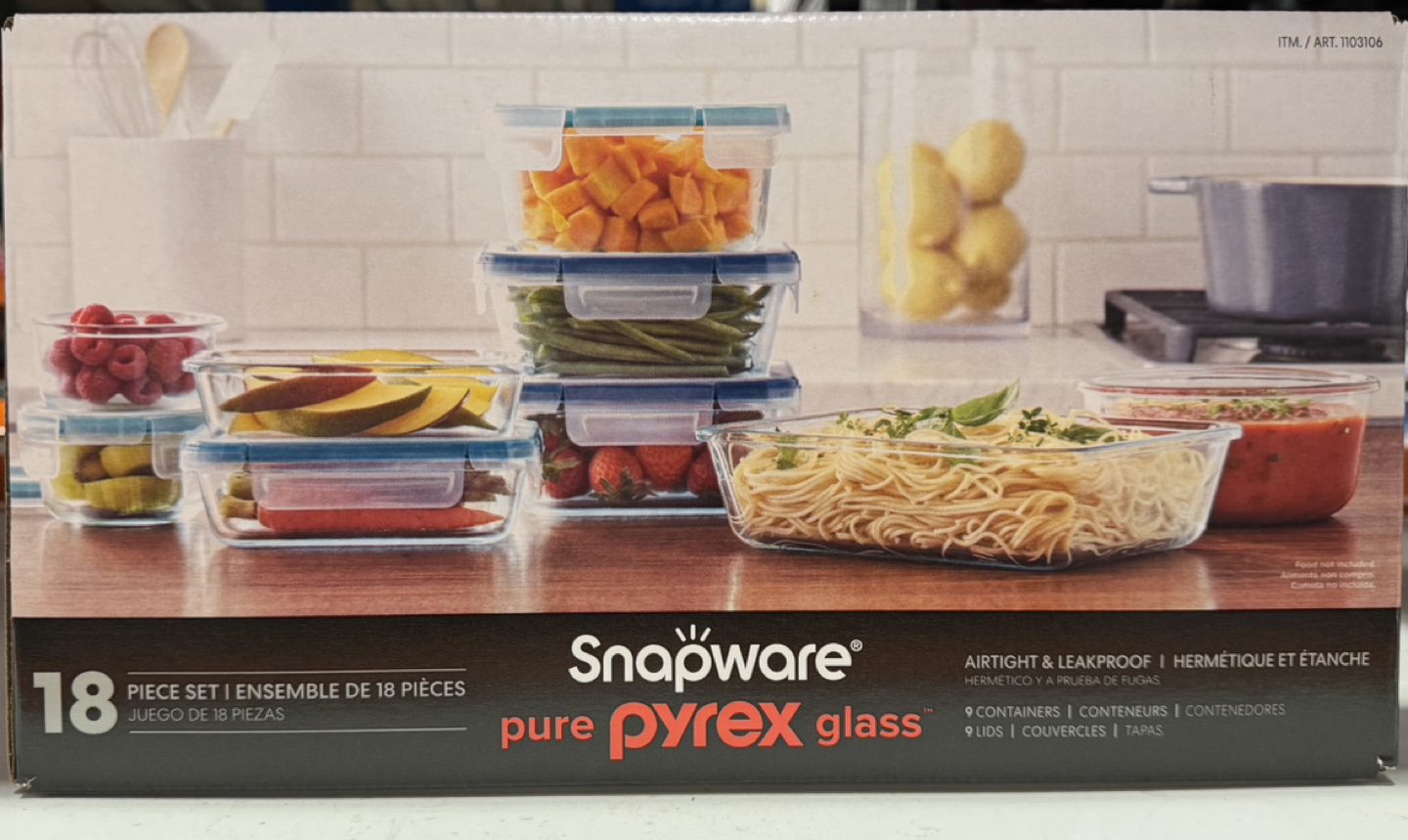 Snapware Pure Pyrex Glass 18-Piece Food Storage Set