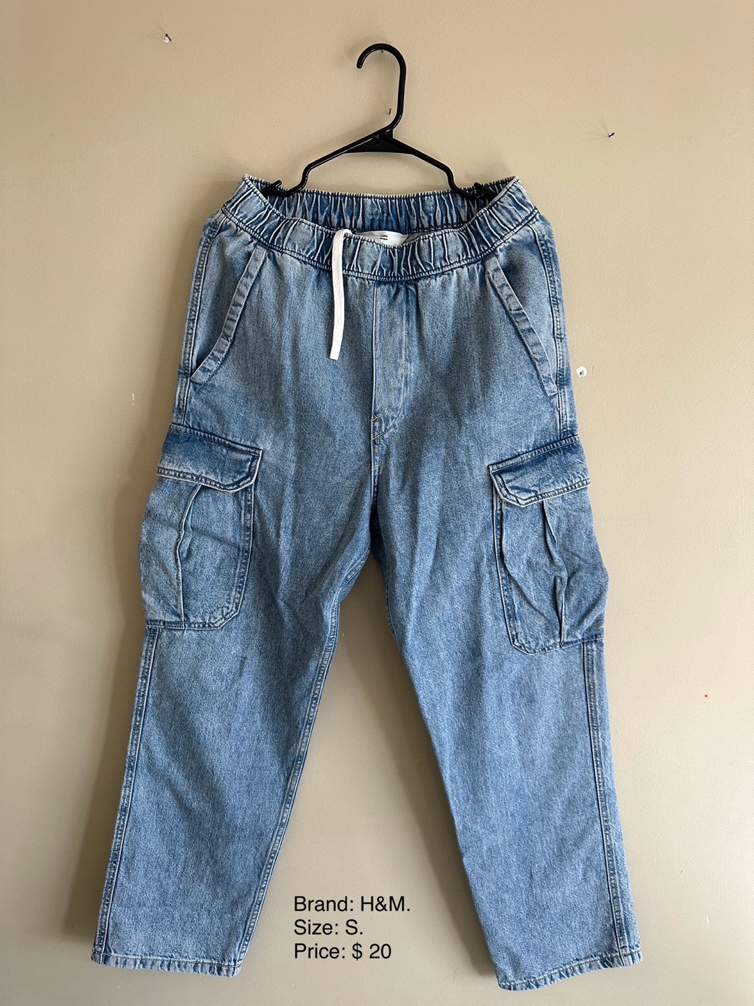 H&M Light Wash Denim Cargo Pants - Size Small