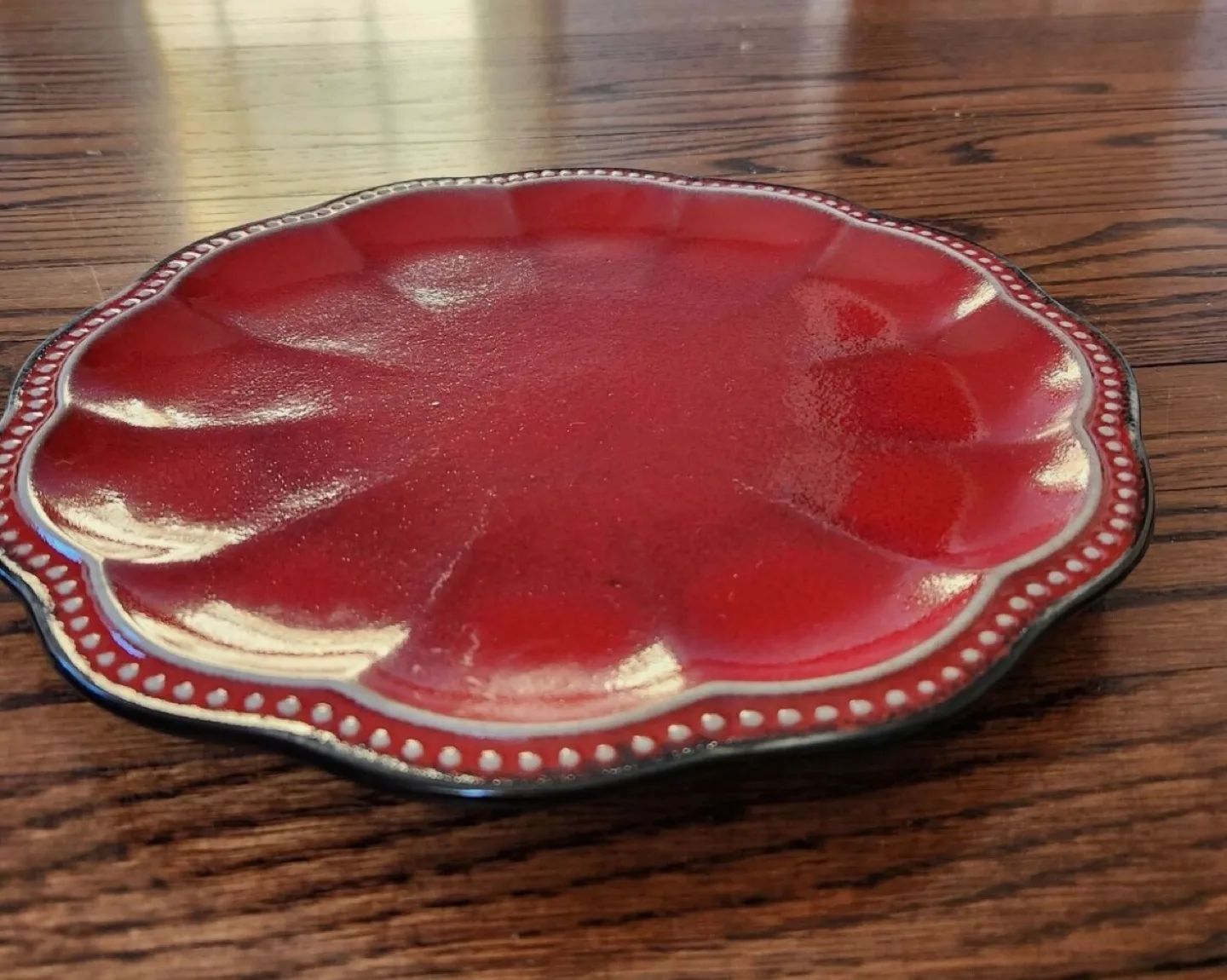 🧡 New Roscher Hobnail Red Collection Dinner Plates - Set of 4 image indicator(4)