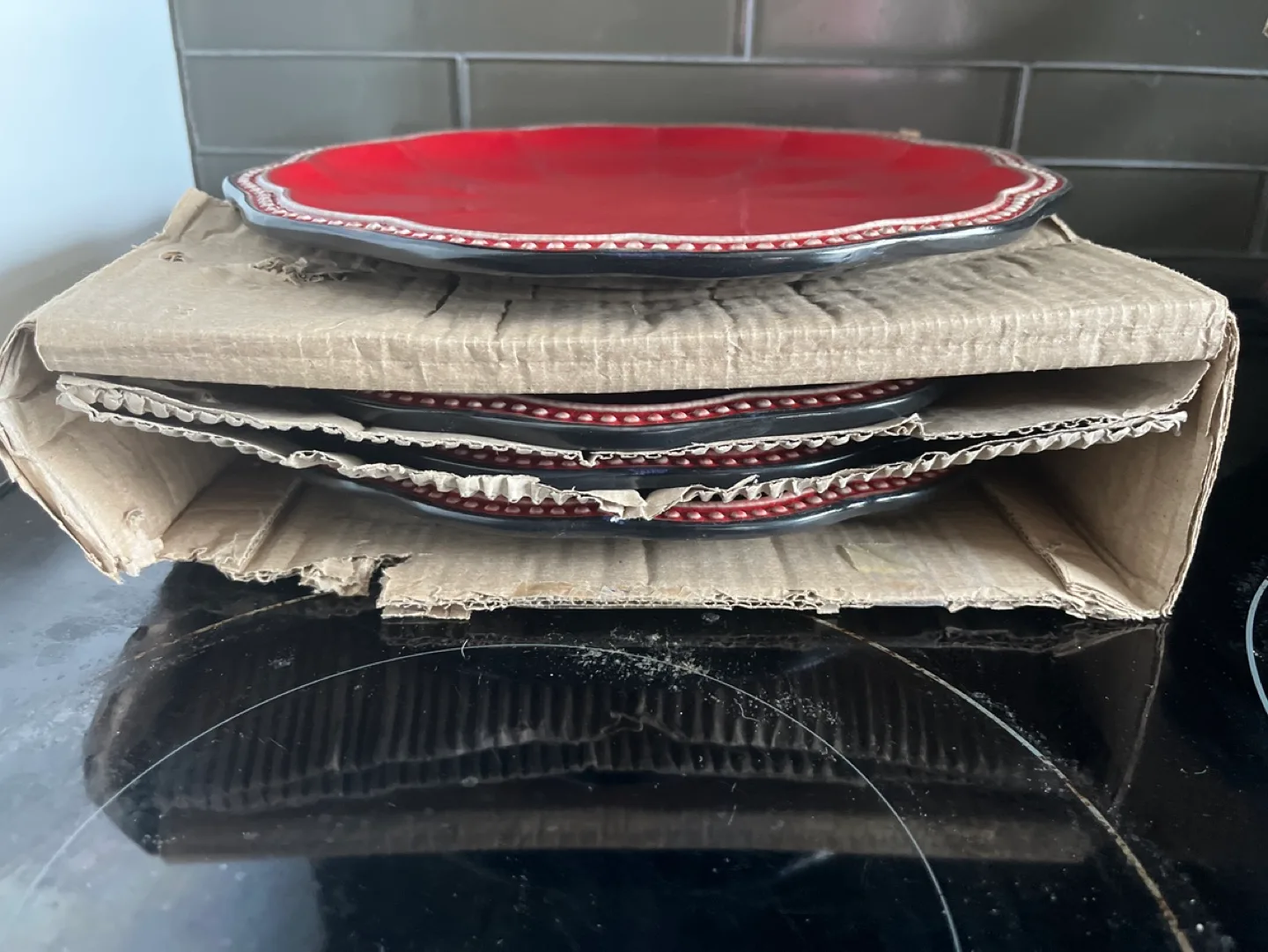 🧡 New Roscher Hobnail Red Collection Dinner Plates - Set of 4 image indicator(3)