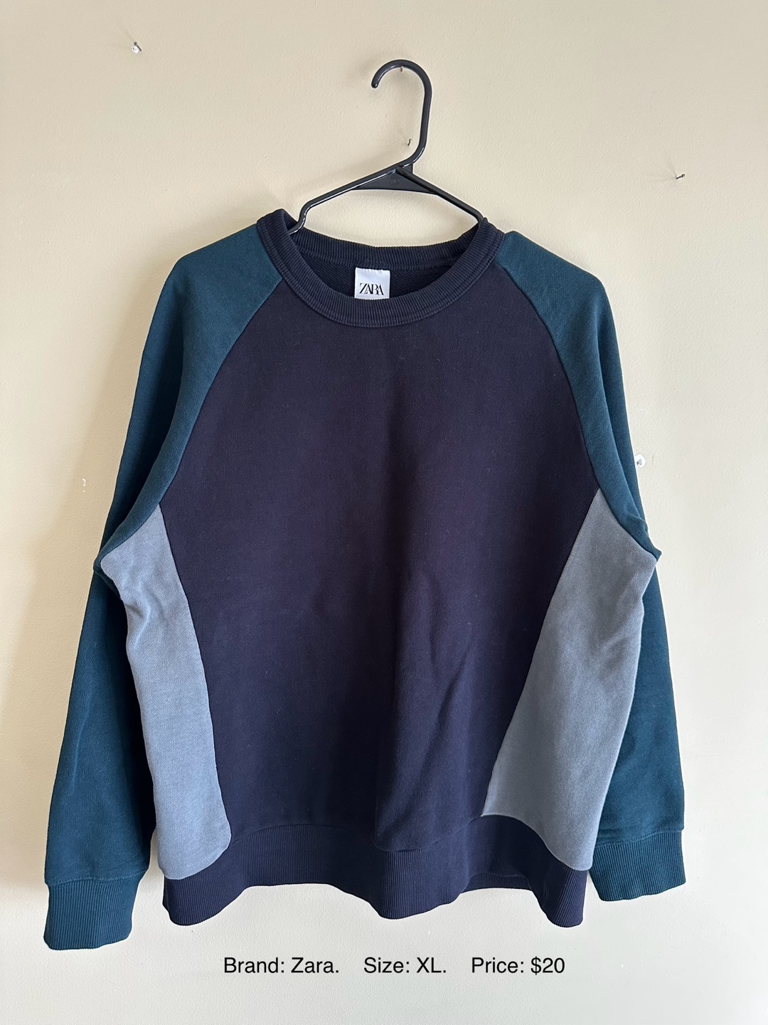 Zara Colour-blocked Crewneck Sweatshirt - Size XL