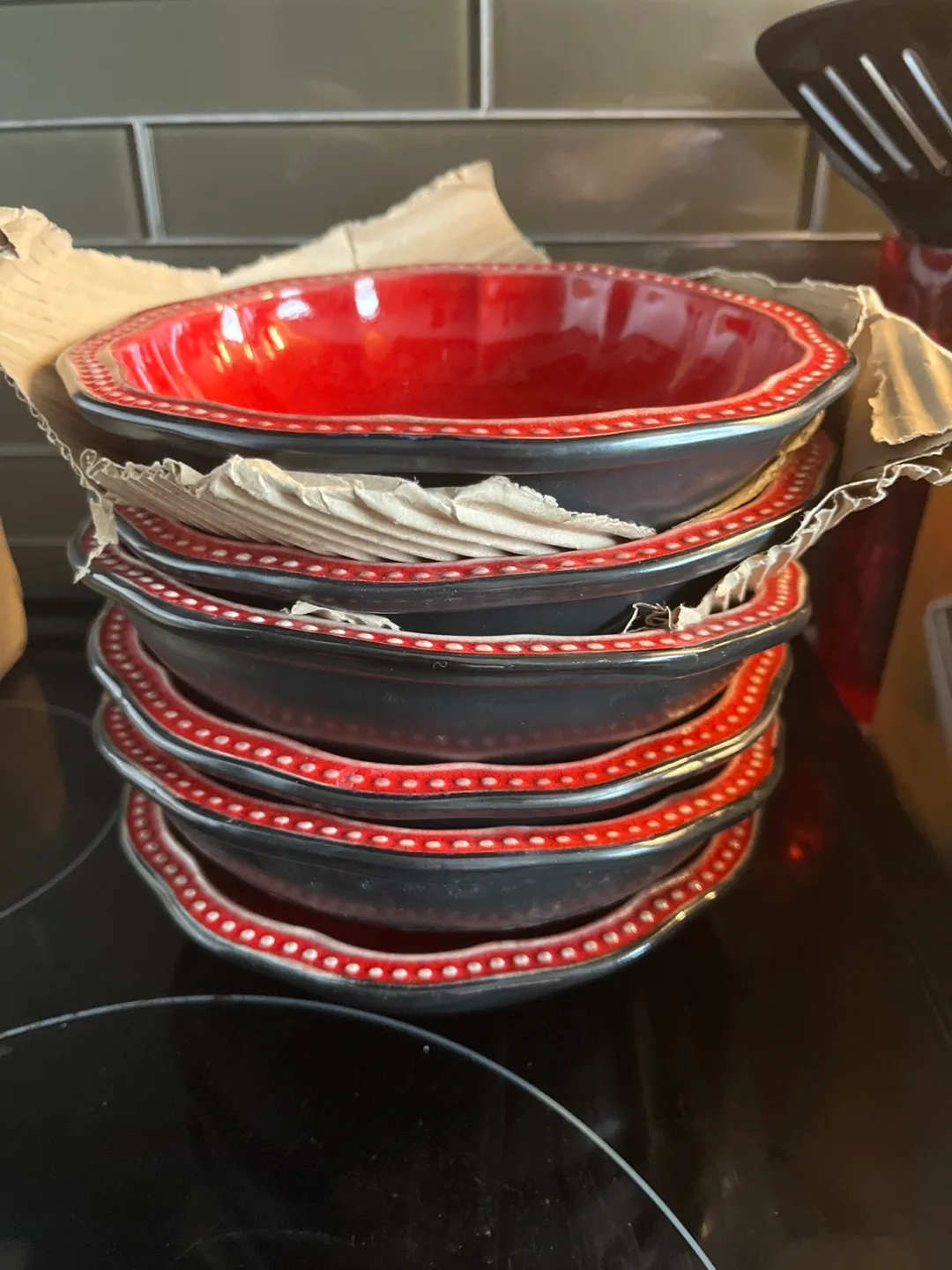 🧡New Roscher Hobnail Red Collection Bowls - Set of 4 image indicator(4)