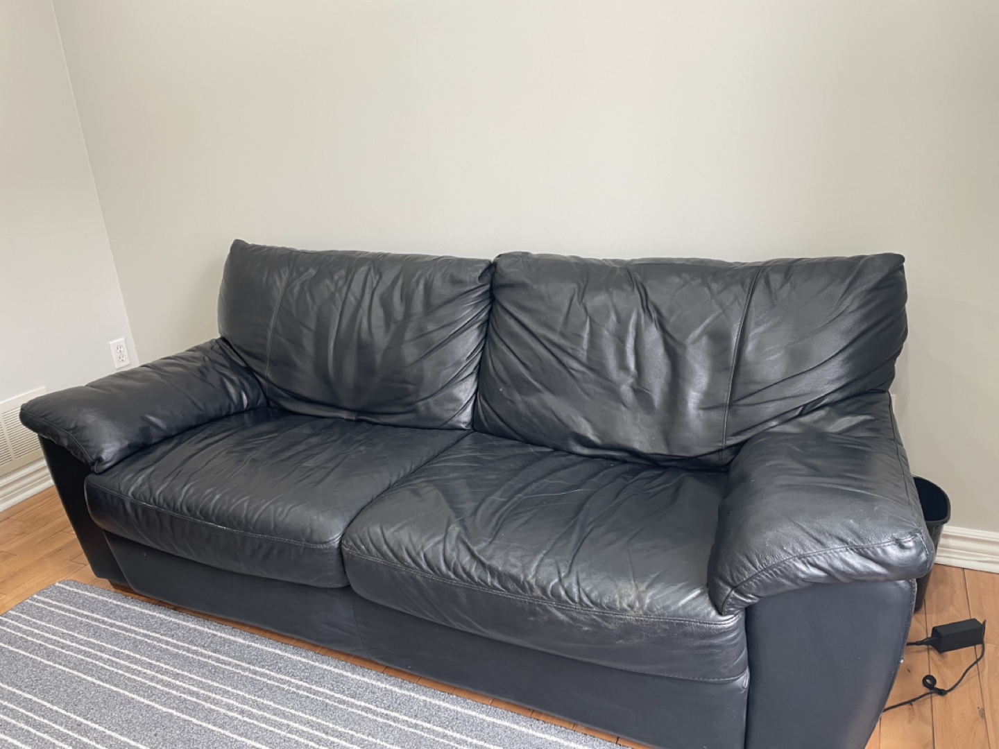 Black Leather Sofa - photo 2