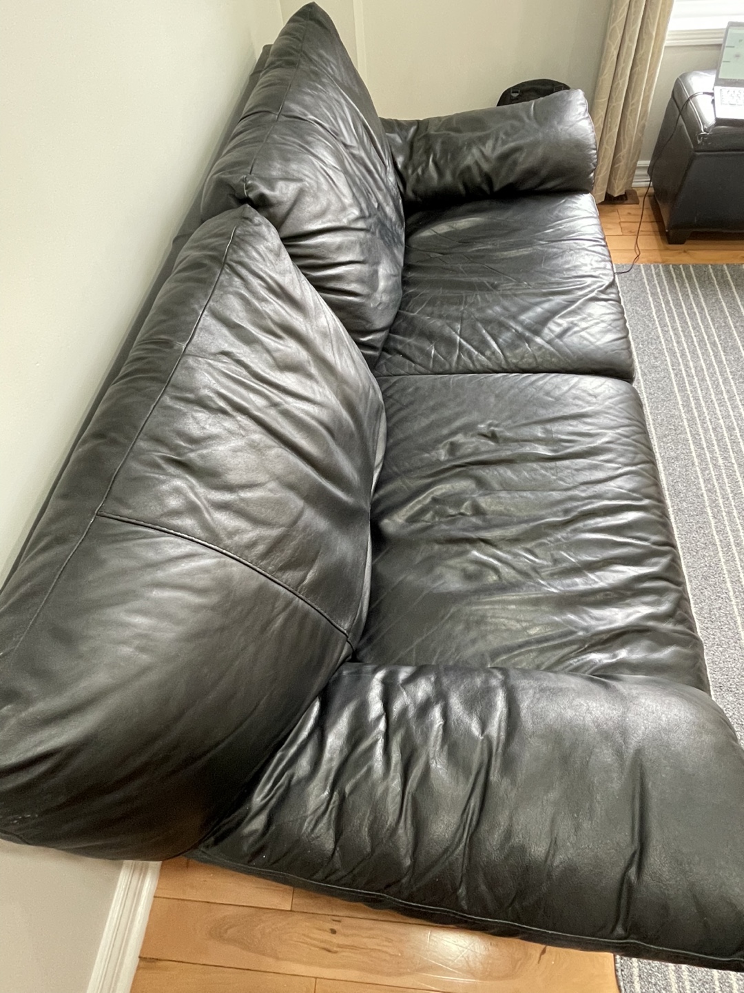 Black Leather Sofa - photo 3