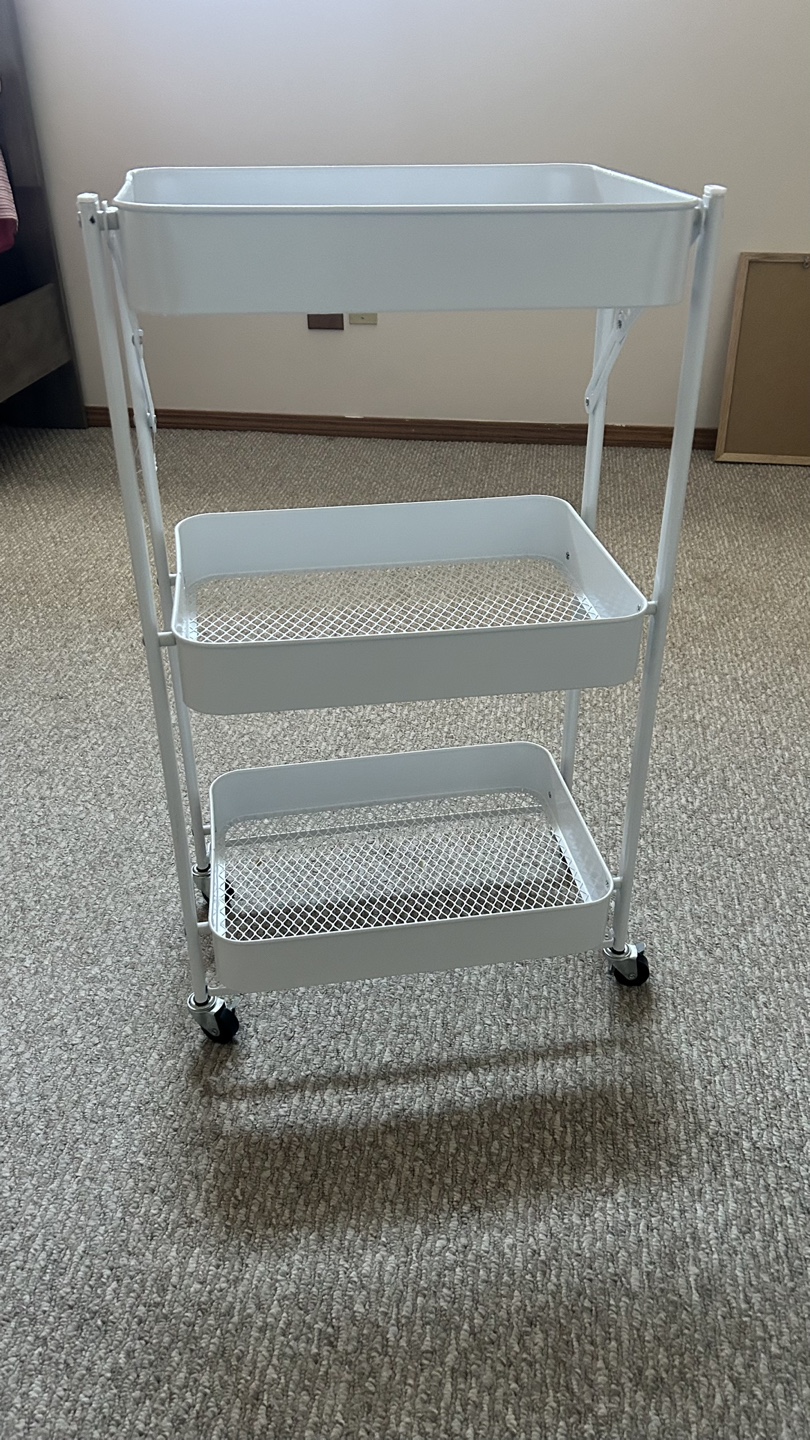 White Three-Tier Rolling Cart