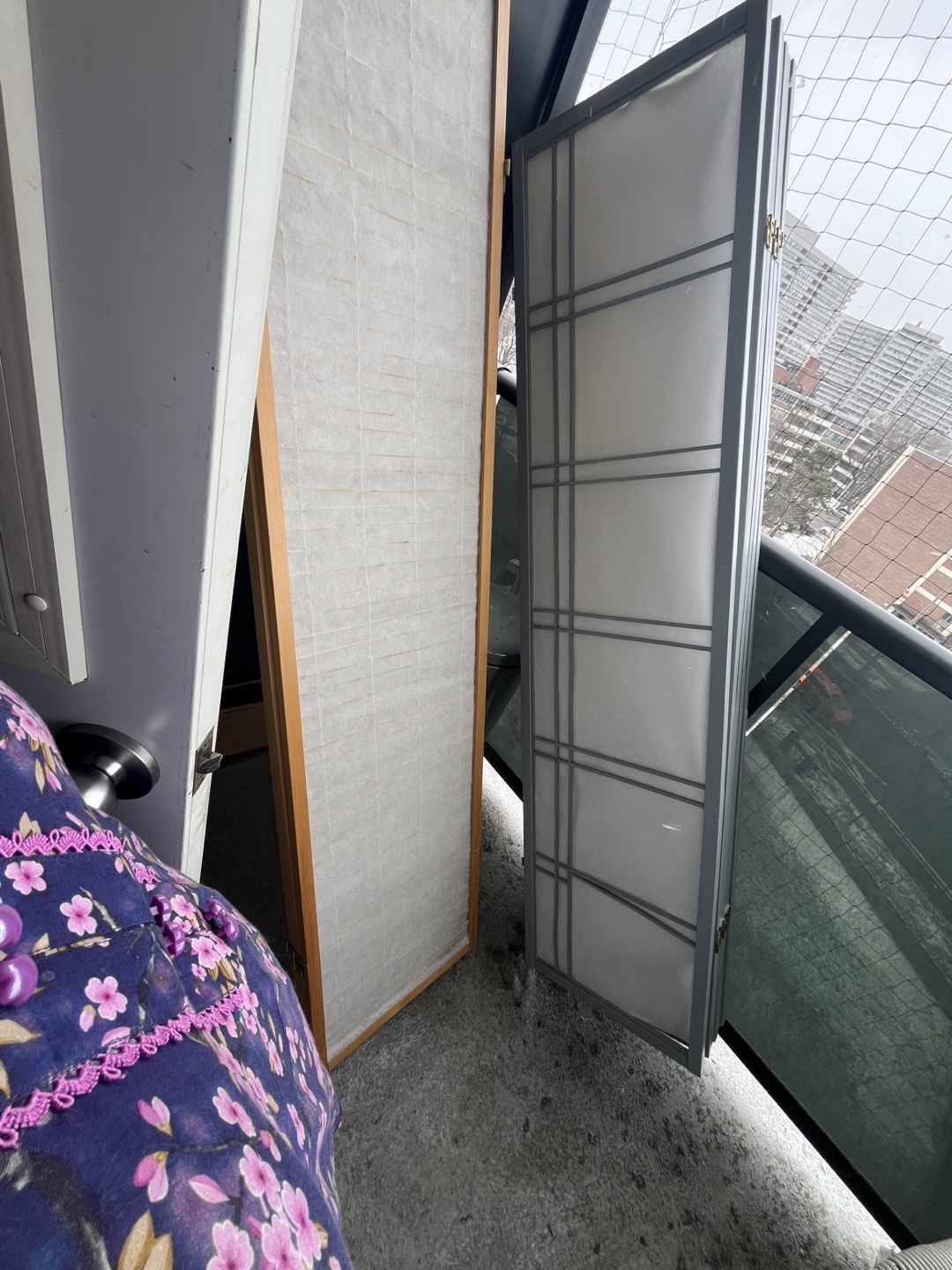 Room Divider Screen, 2 Panels, Grey & White