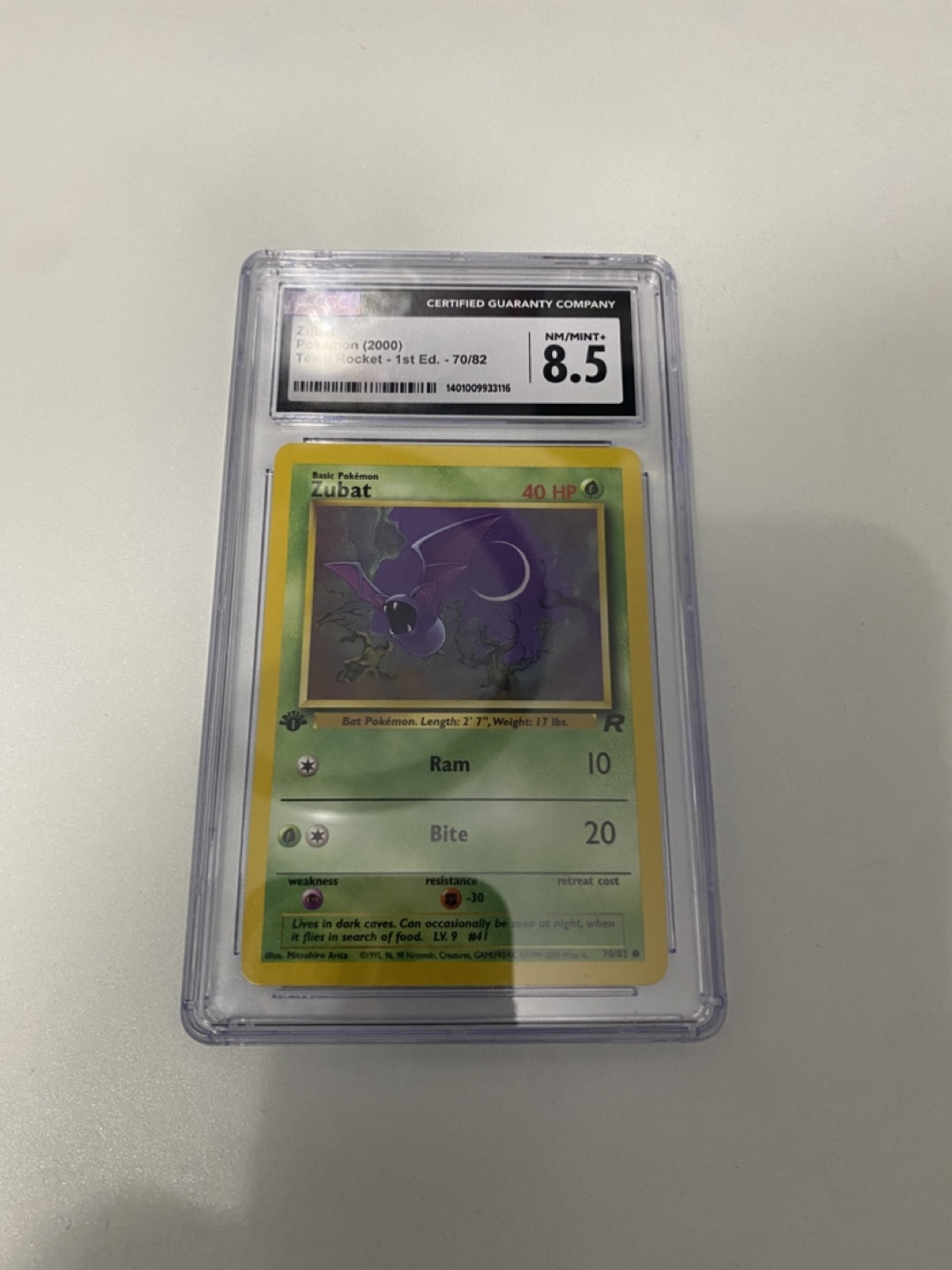 CGC 8.5 Zubat 70/82 Team Rocket 1st Edition Pokemon Card