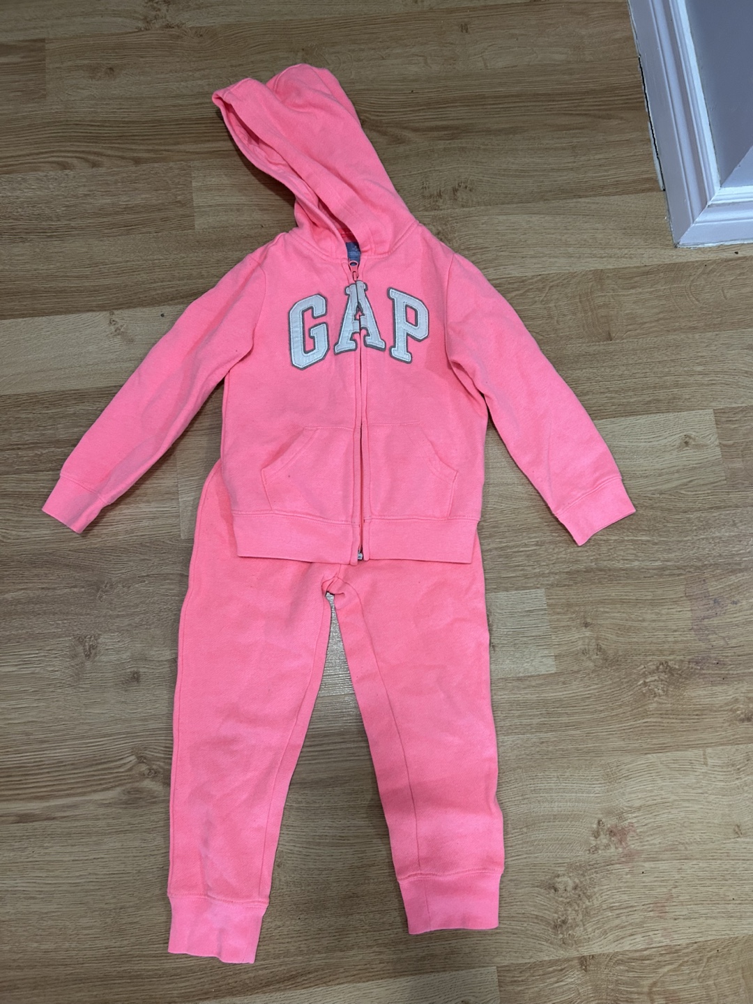 Girls Pink GAP Zip-Up Hoodie and Joggers Set