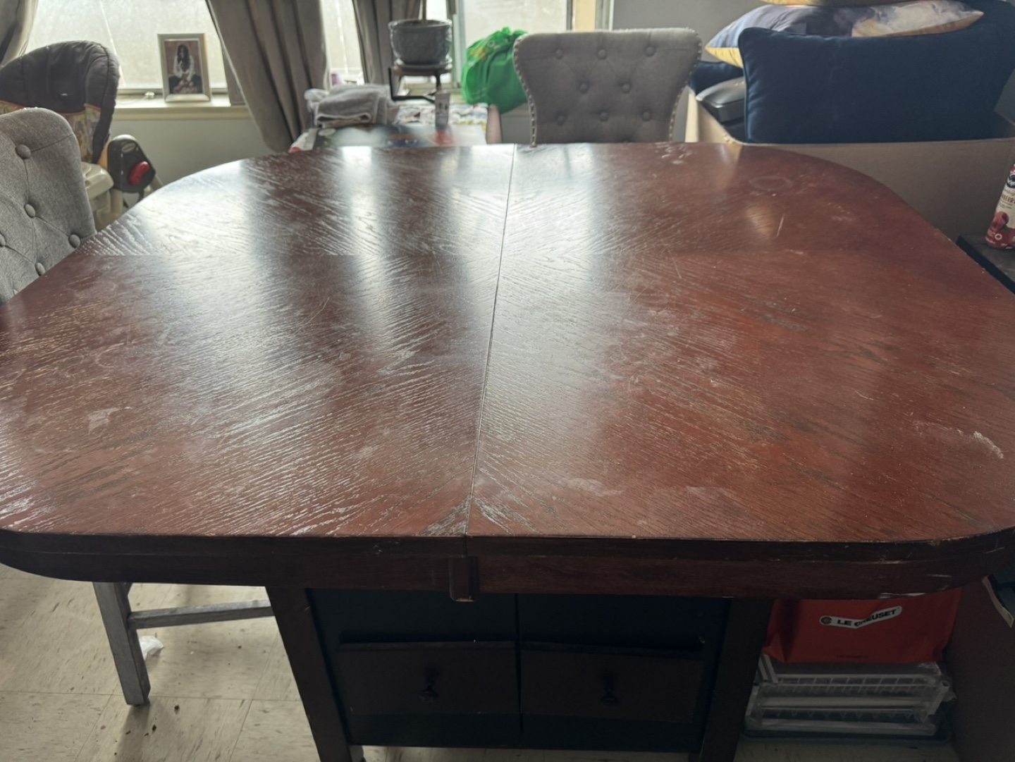 Bar height -Solid wood Dining room table -expandable