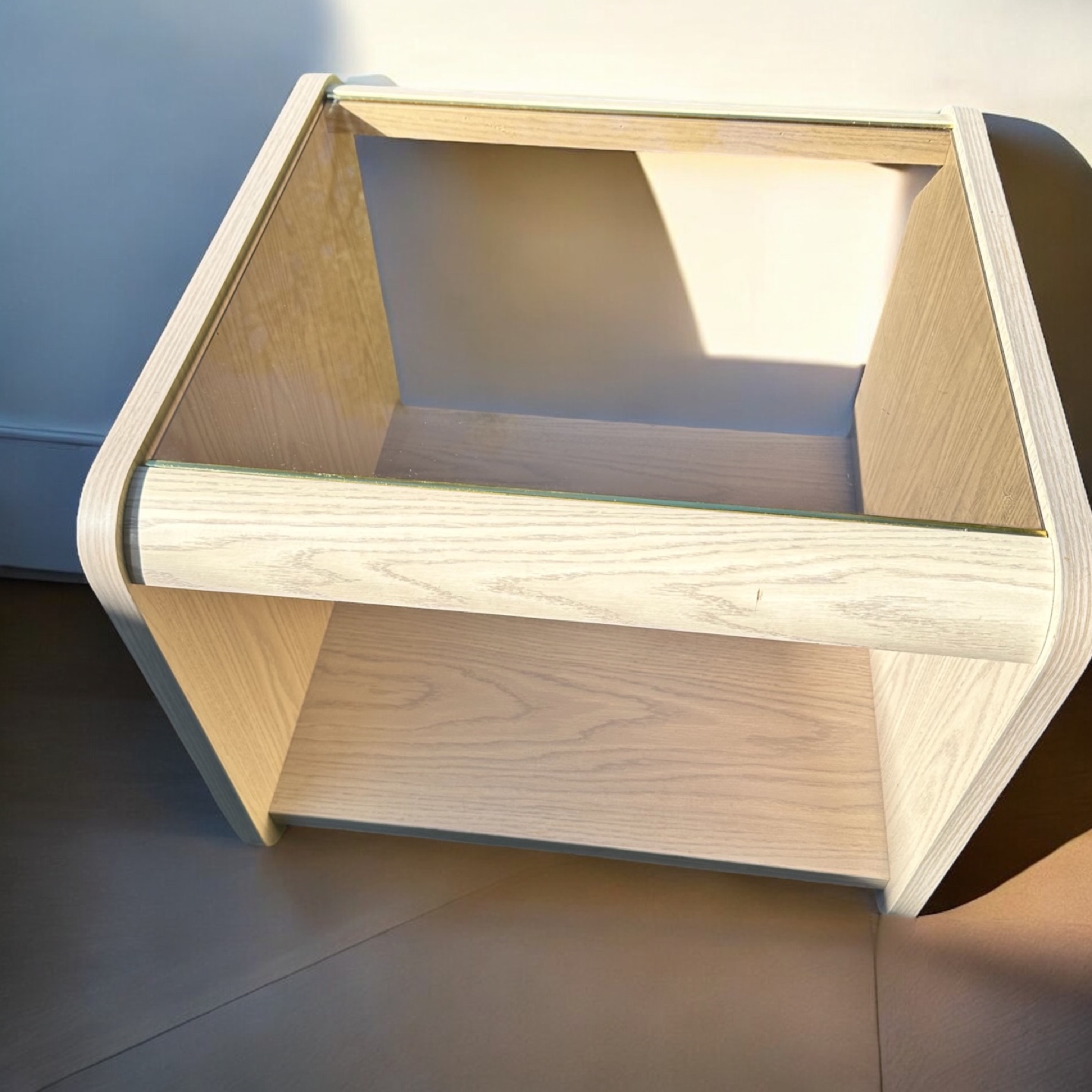 Palliser End Table - Light Wood with Glass Top - photo 2
