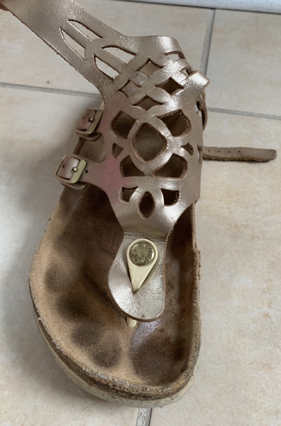Birkenstock Gold Leather Gladiator-Style Sandals - photo 5