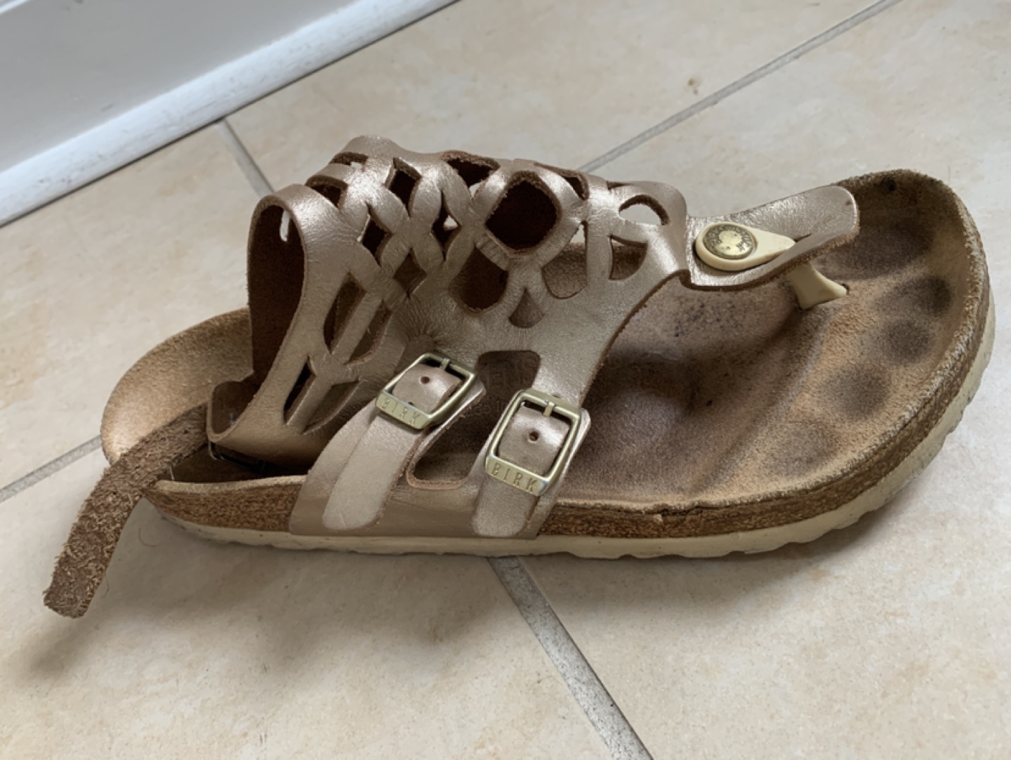 Birkenstock Gold Leather Gladiator-Style Sandals - photo 4