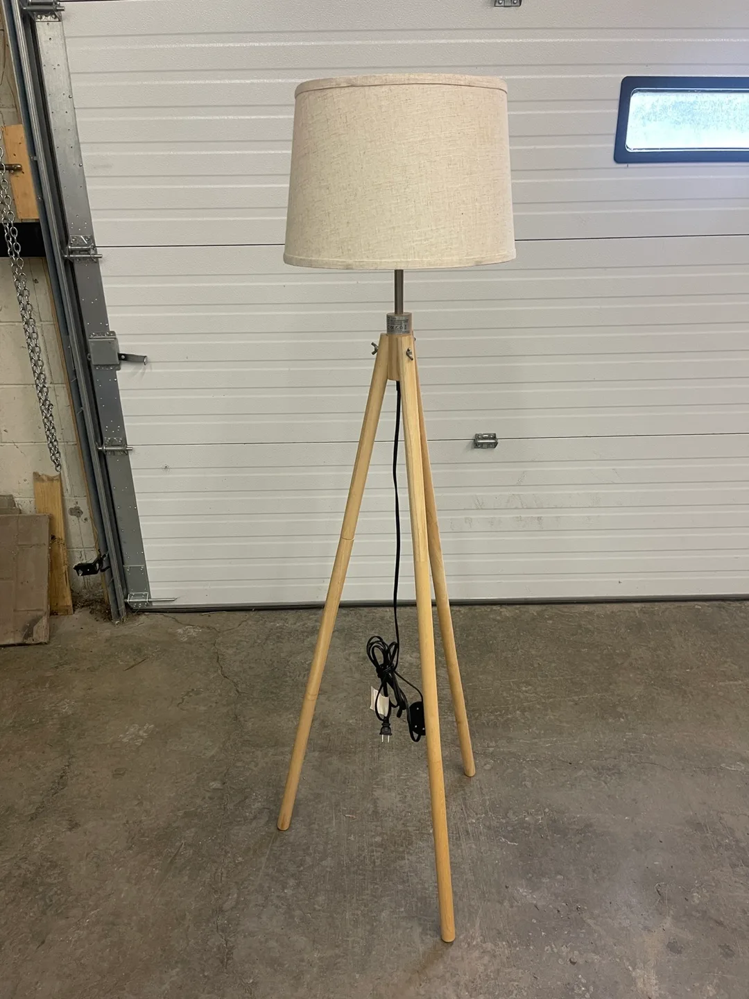 Tripod Floor Lamp with Beige Shade thumbnail