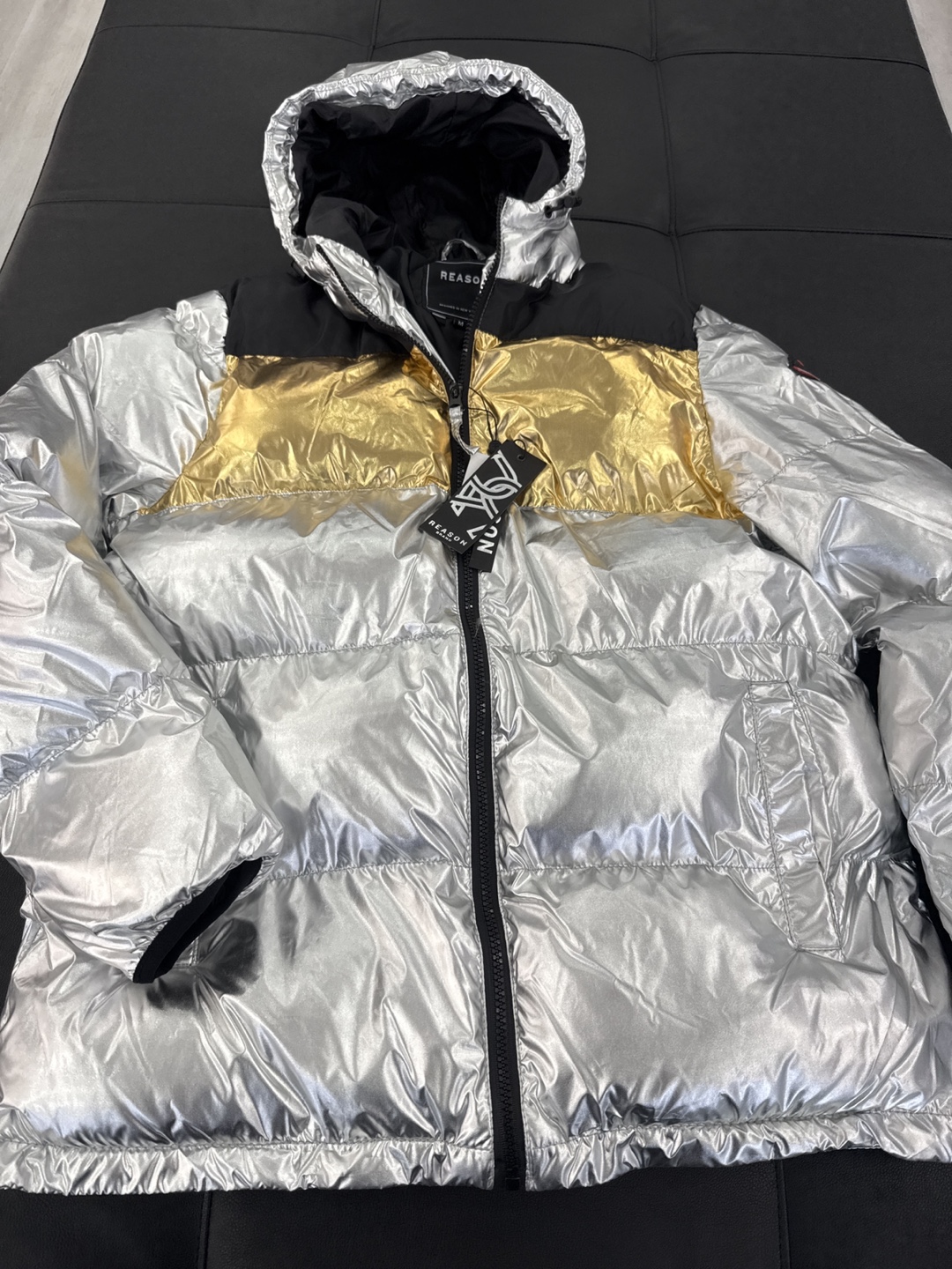 Reason Men's Metallic Puffer Jacket - Size M - photo 3