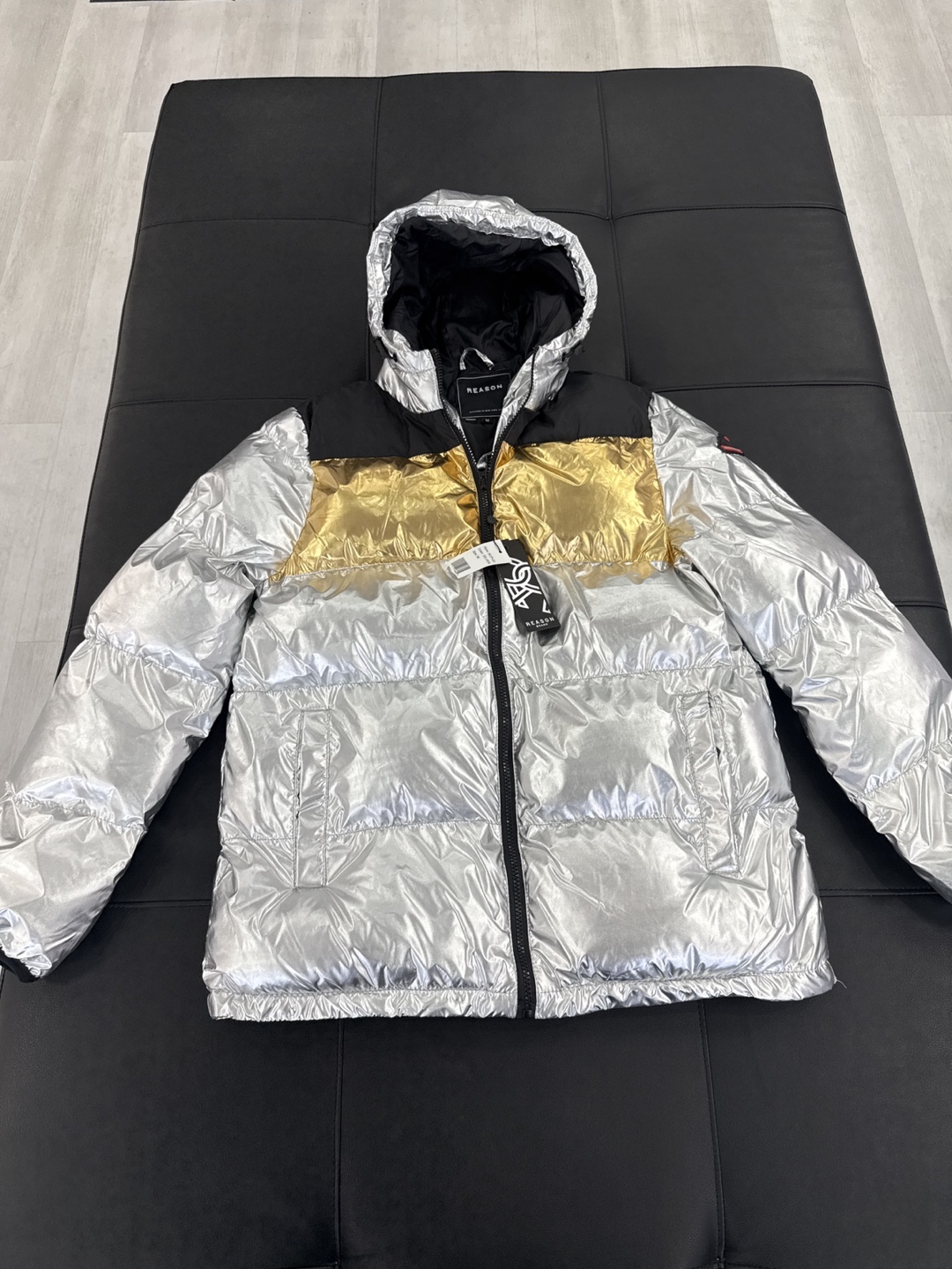 Reason Men's Metallic Puffer Jacket - Size M