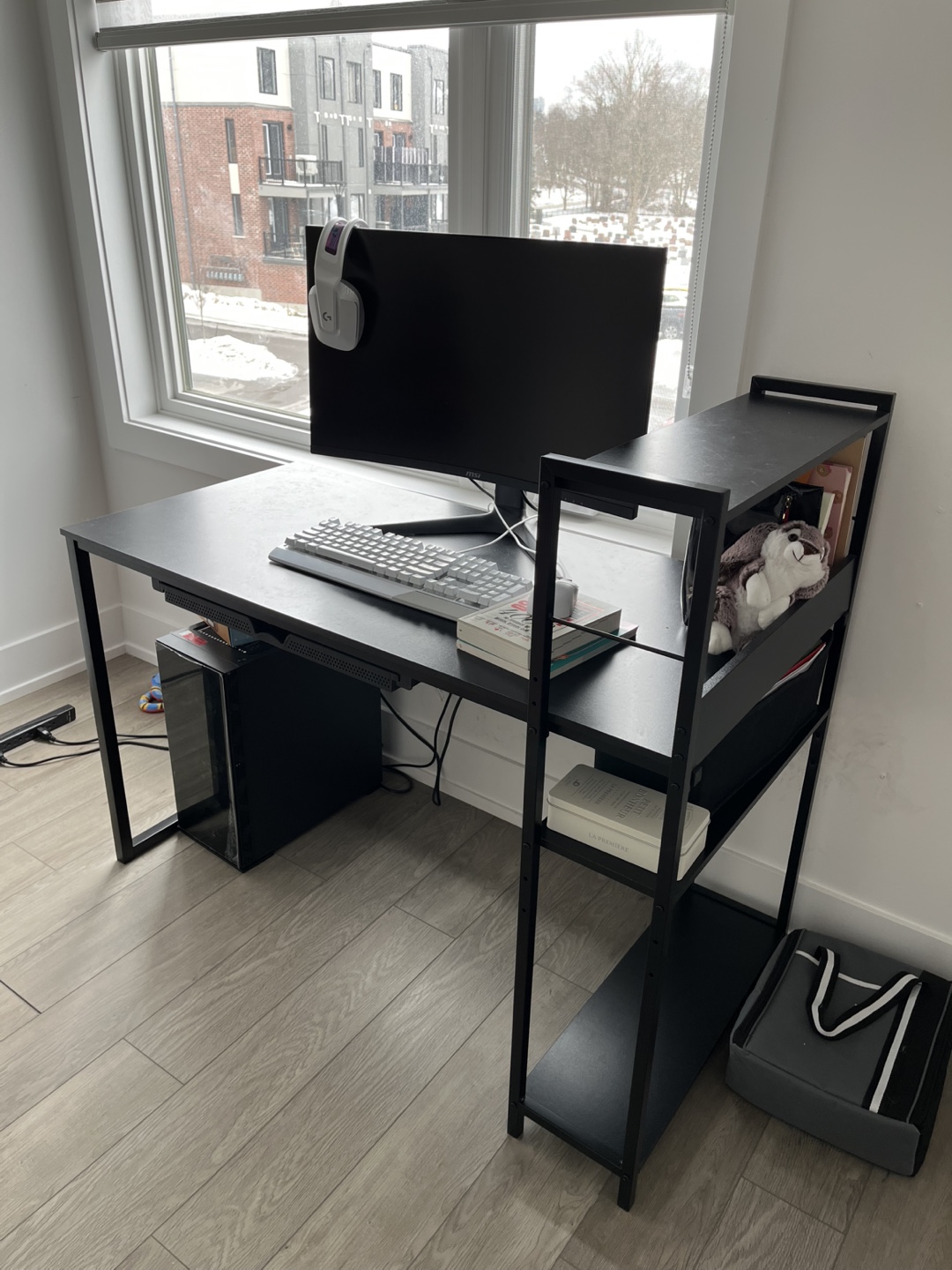 SHW 46-Inch Mission and Computer Desk with Reversible Shelves - photo 3