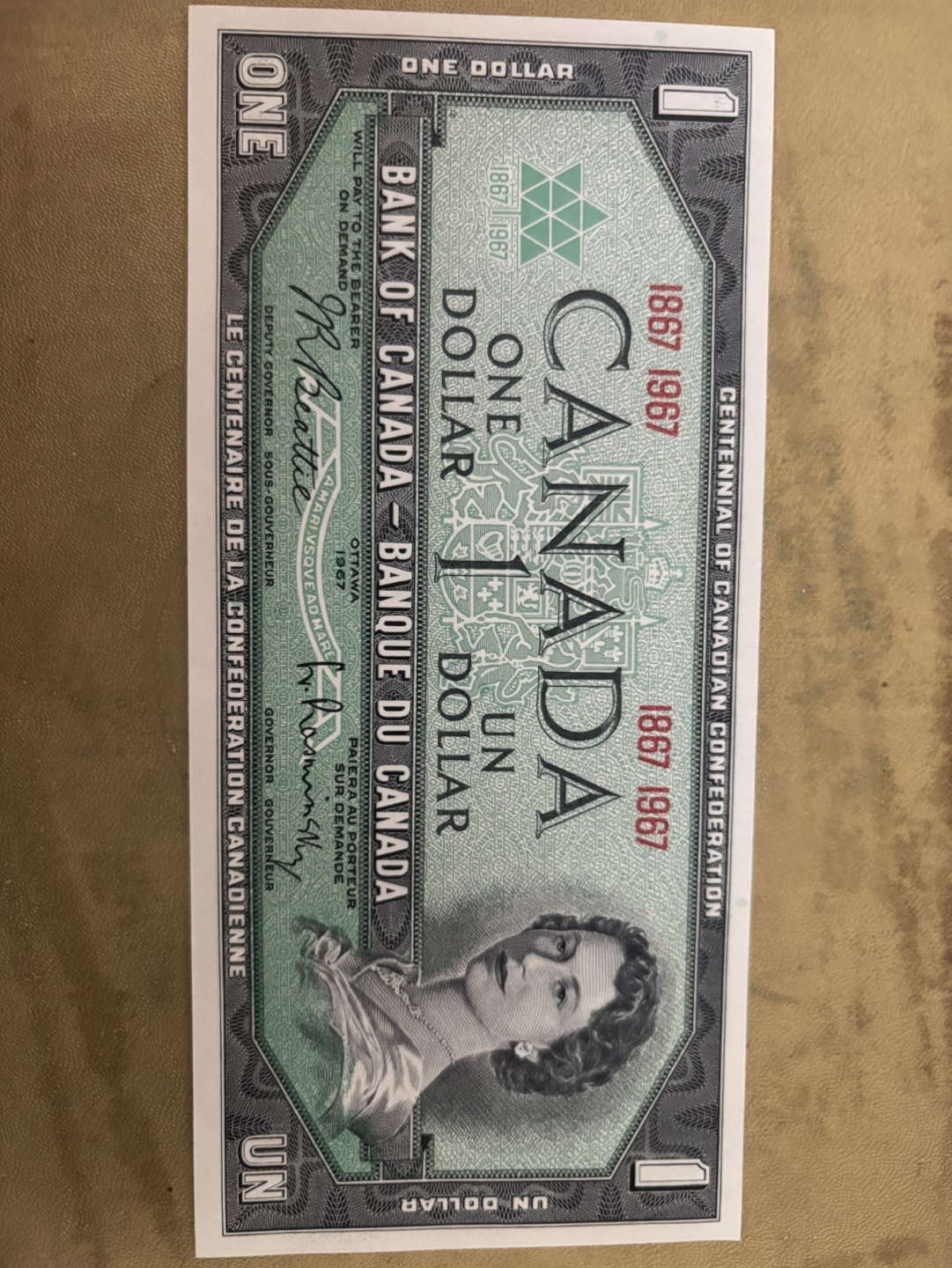 1967 Canadian Centennial One Dollar Bill - photo 4