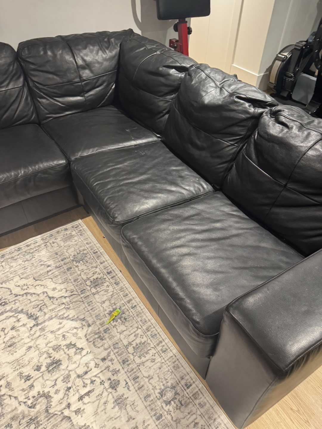 Black Leather Sectional Sofa - photo 2