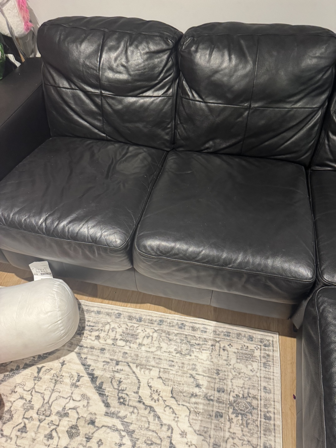 Black Leather Sectional Sofa - photo 3