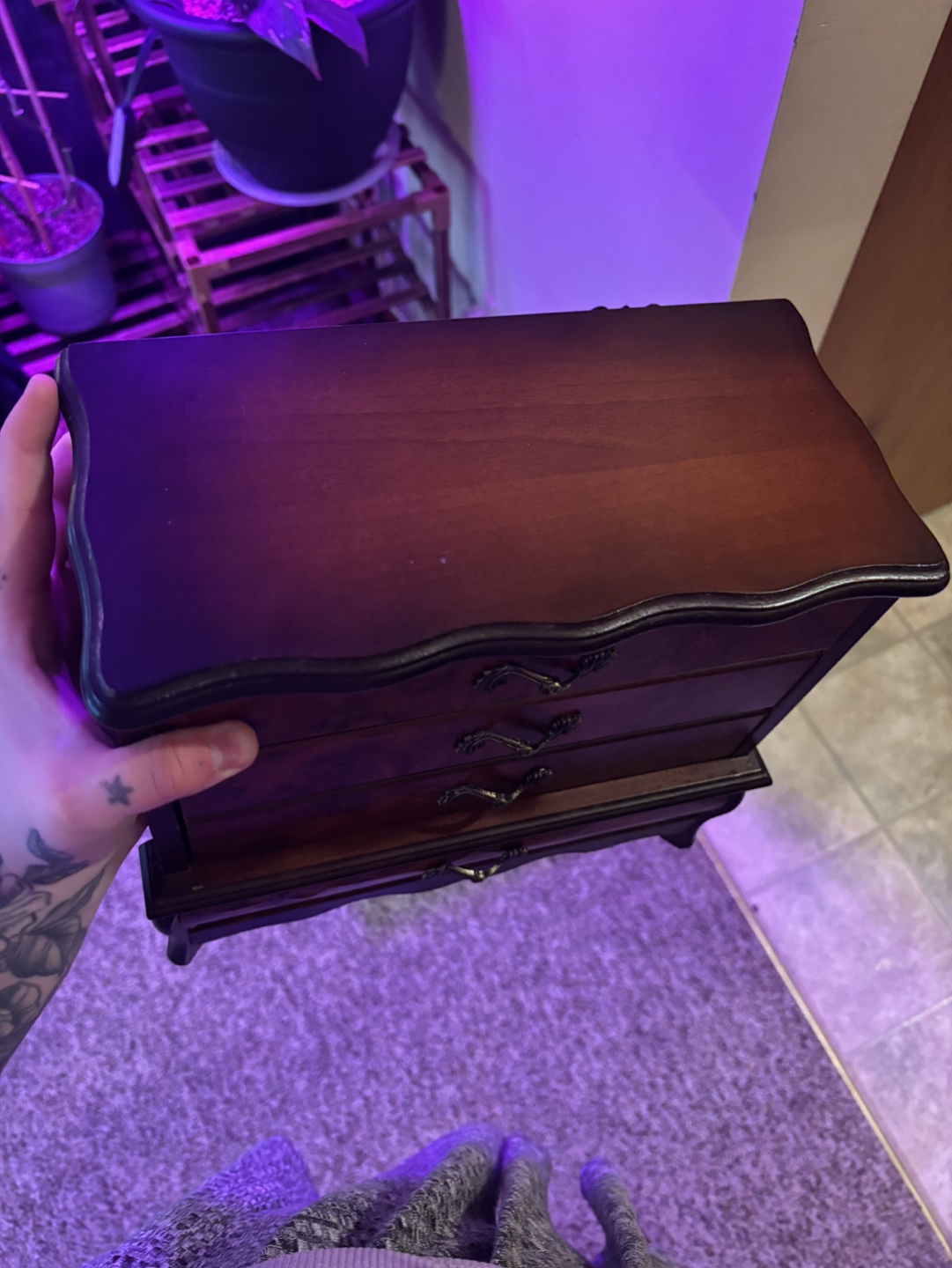 Vintage Wooden Jewellery Box with Mirror - photo 3