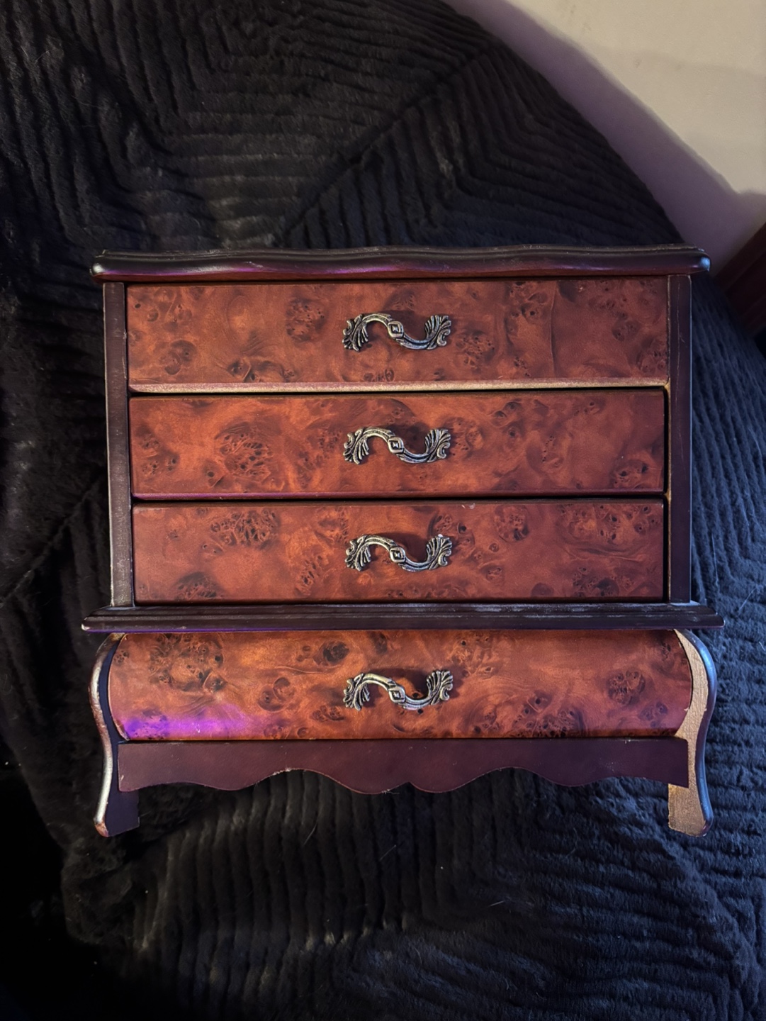 Vintage Wooden Jewellery Box with Mirror