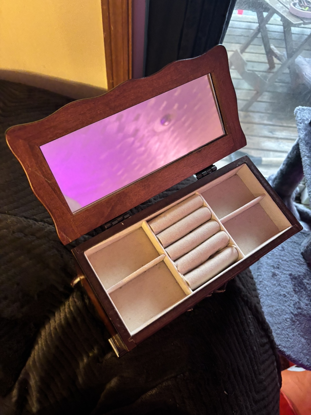 Vintage Wooden Jewellery Box with Mirror - photo 2