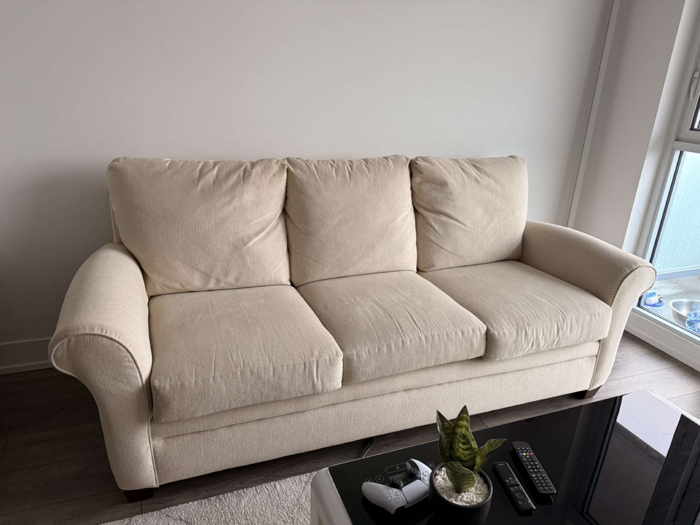 MUST GO BY TOMORROW-Cream-coloured Two-seater Sofa