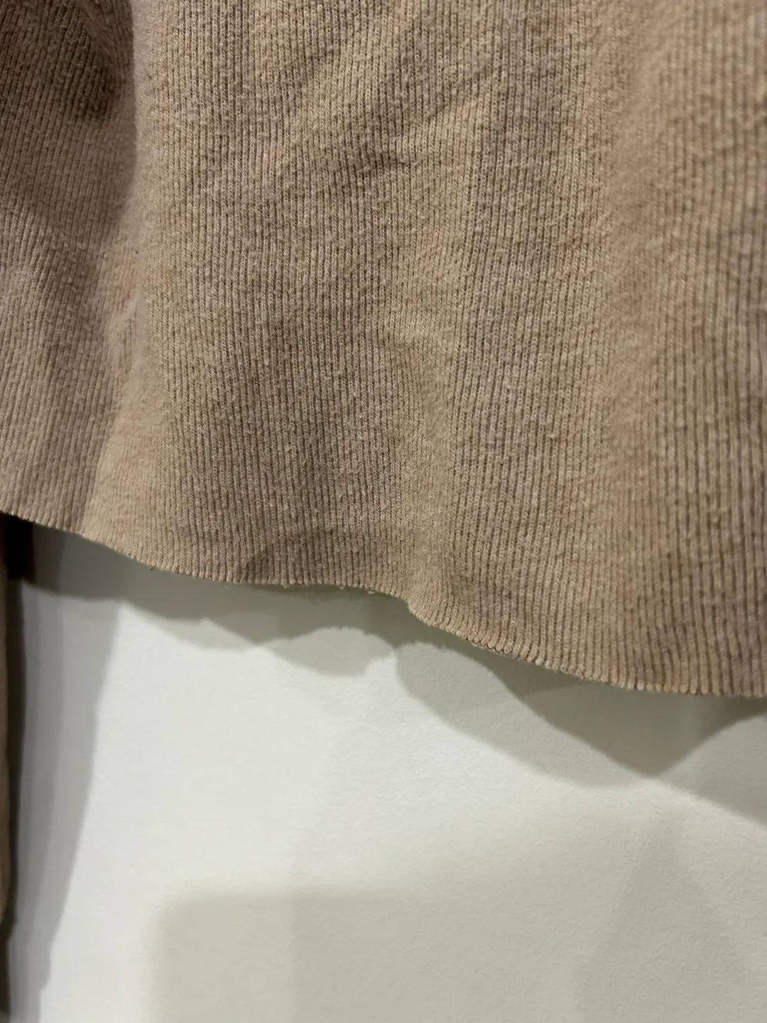 Zara rib beige crop long sleeve tee size small image indicator(3)