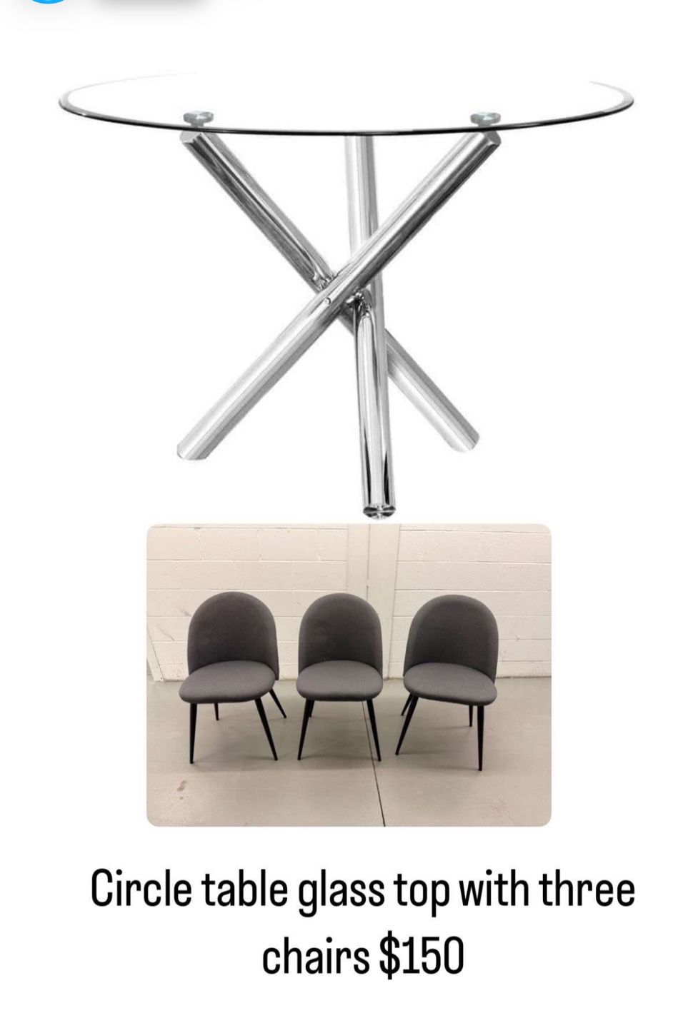MUST GO!!Glass Top Dining Table with Three Chairs