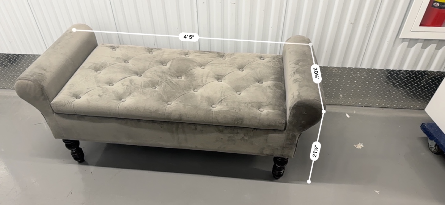 Free delivery Gray Velvet Storage Ottoman Bench - photo 2