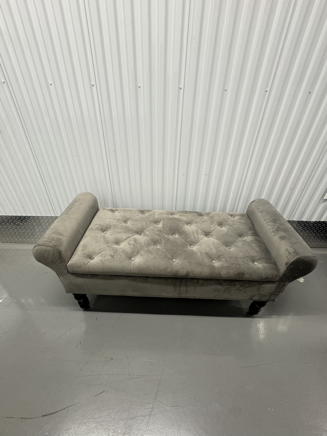 Free delivery Gray Velvet Storage Ottoman Bench