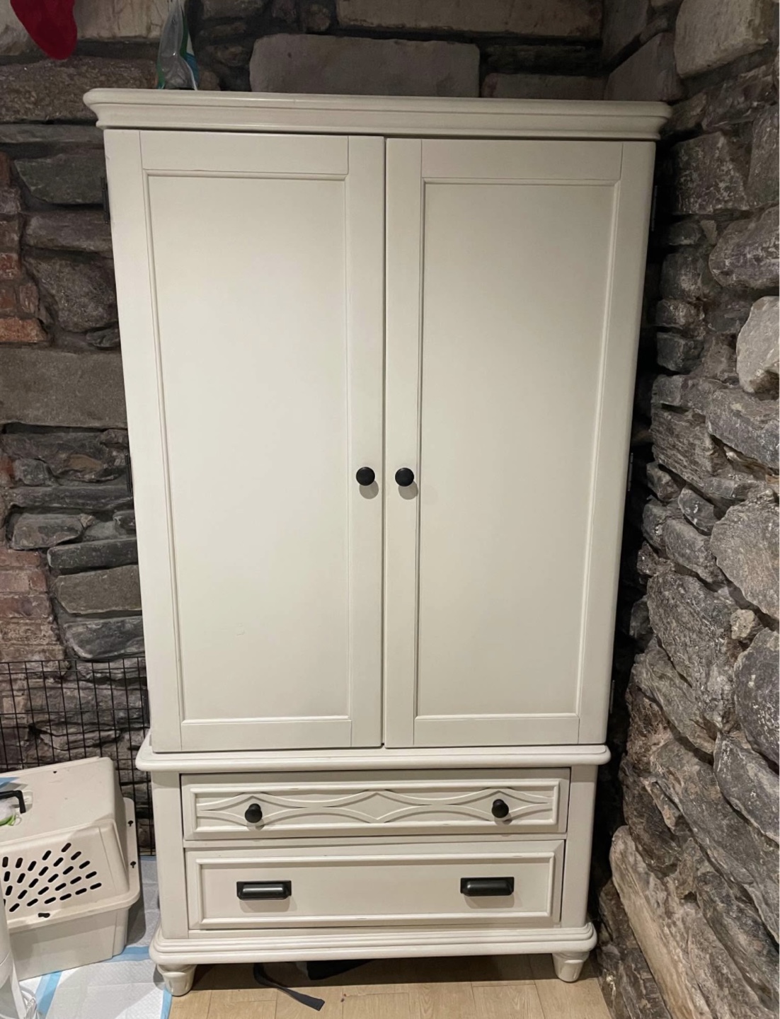 White Armoire with Two Doors and Drawer