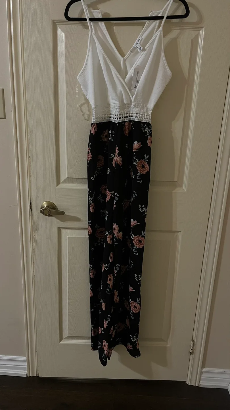Floral Maxi Dress with Crochet Detail thumbnail