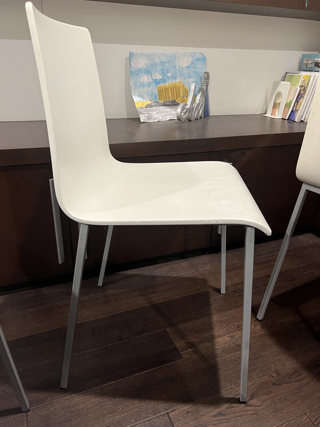 Set of six  modern white dining chairs - photo 2