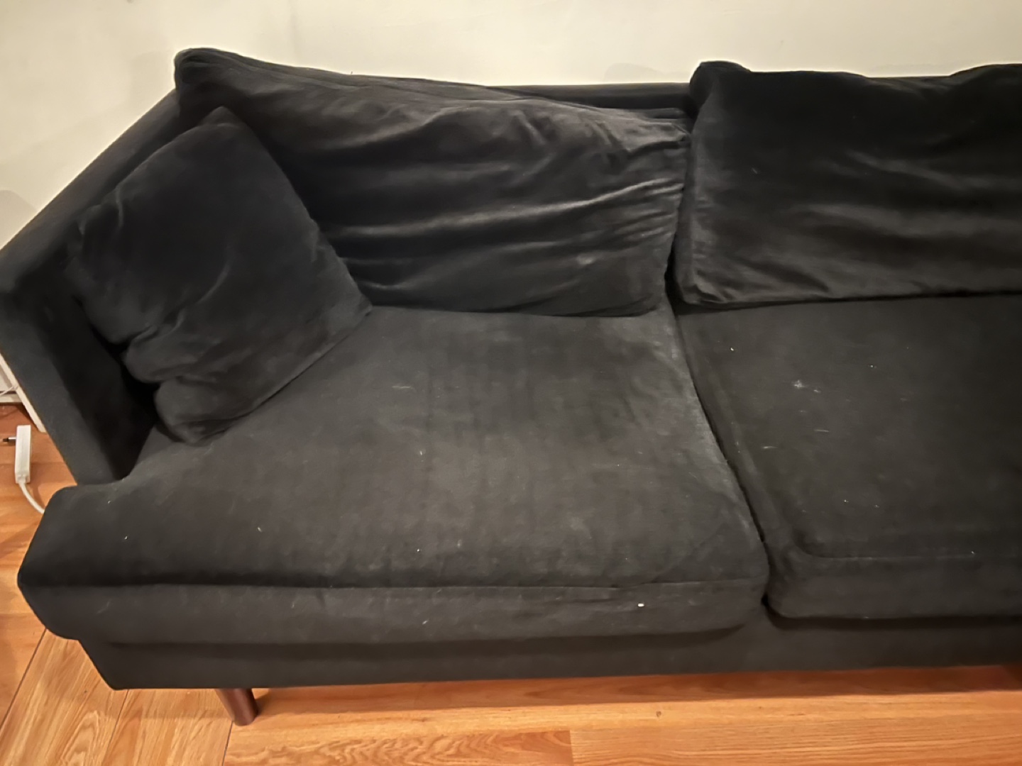 Black Velvet Sectional Sofa - photo 4