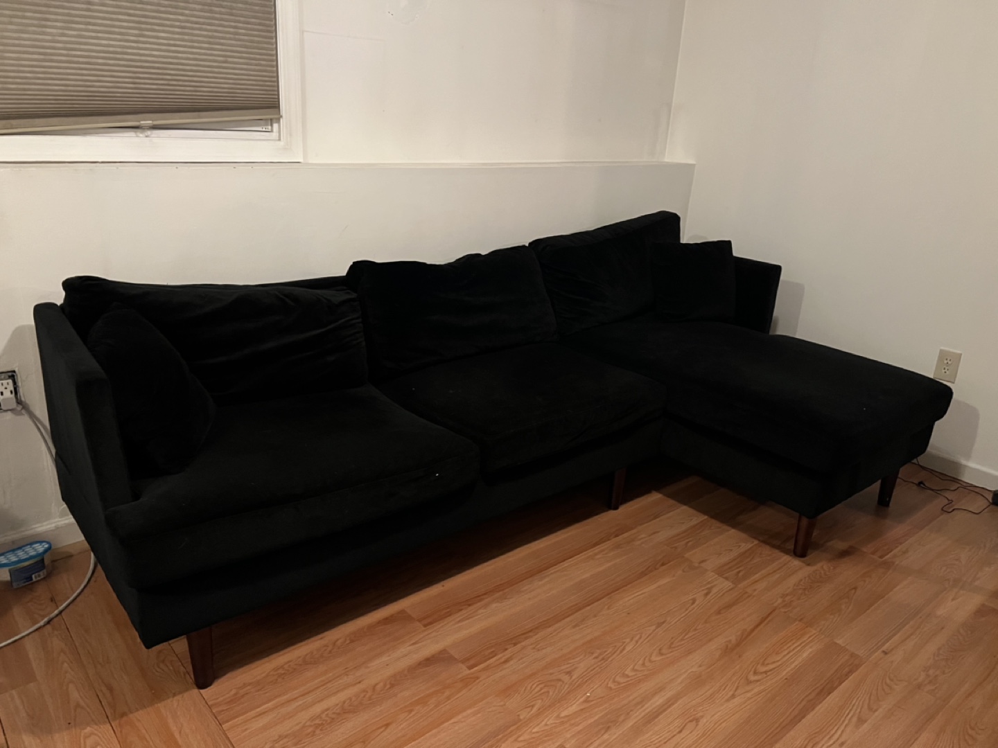 Black Velvet Sectional Sofa - photo 3