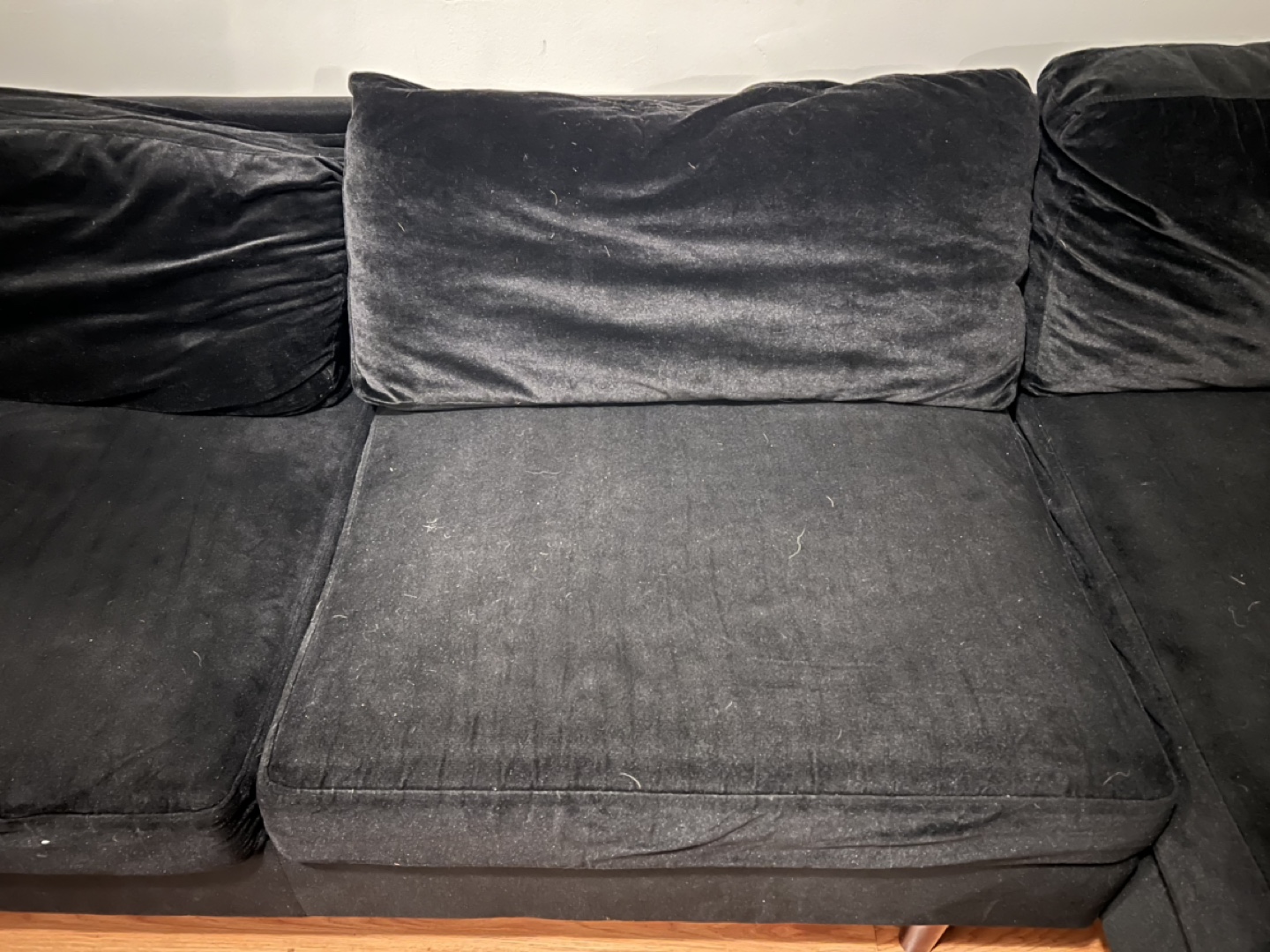 Black Velvet Sectional Sofa - photo 2