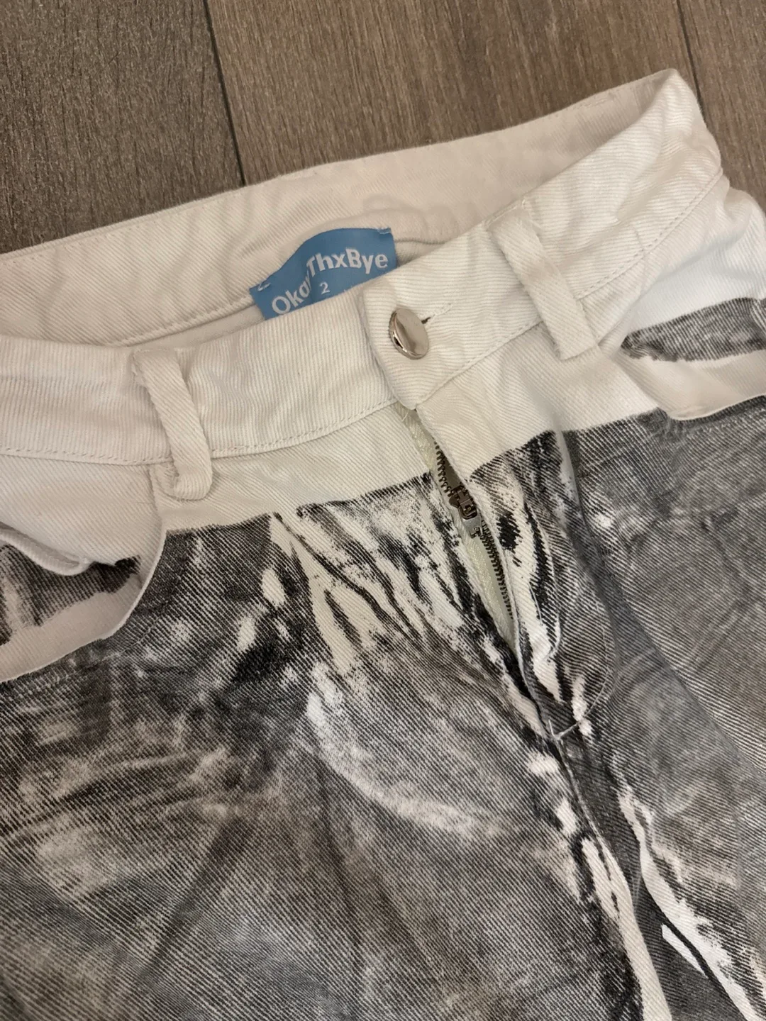 Designer Grey and White Printed Jeans image indicator(2)