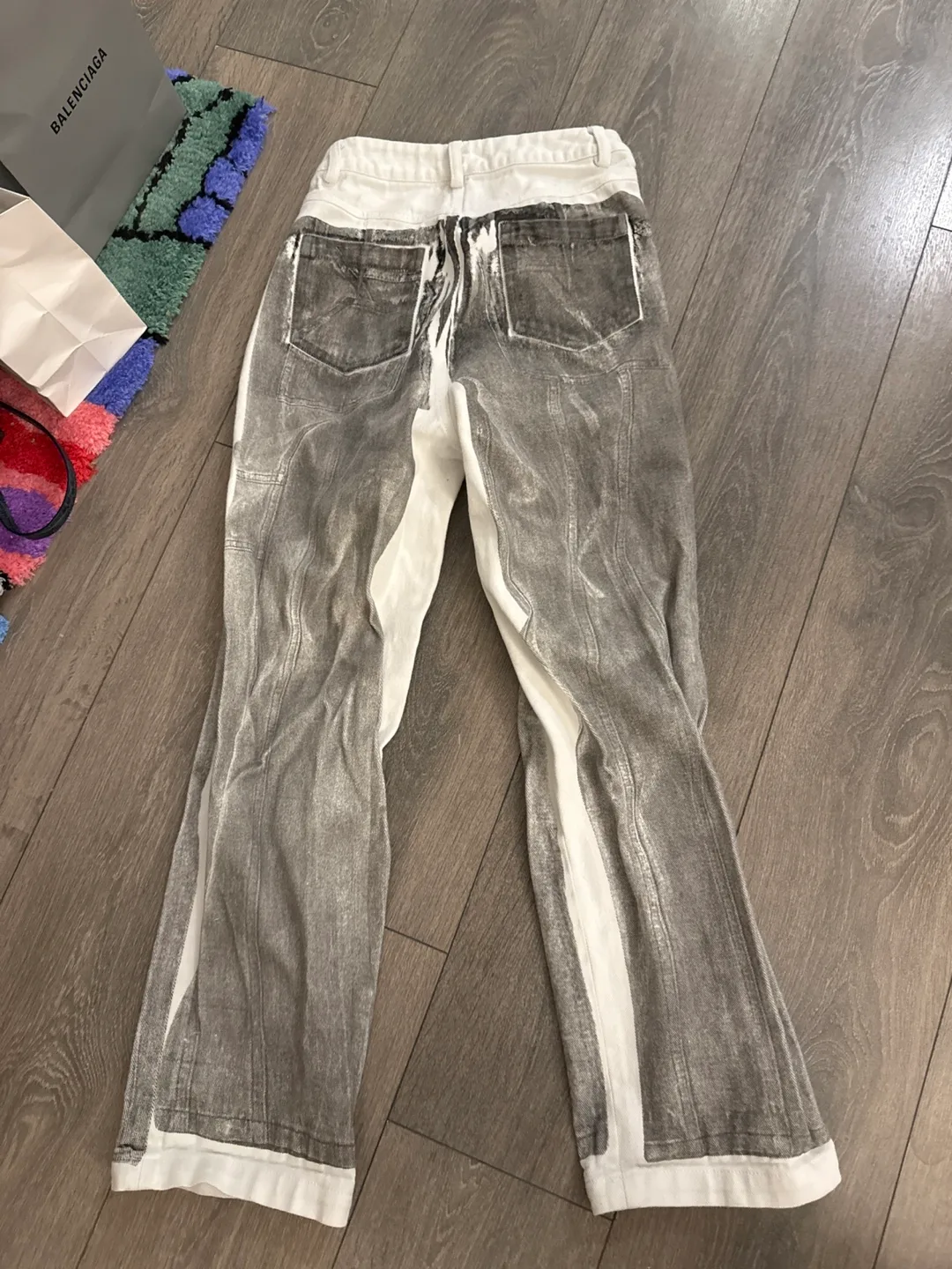 Designer Grey and White Printed Jeans image indicator(3)
