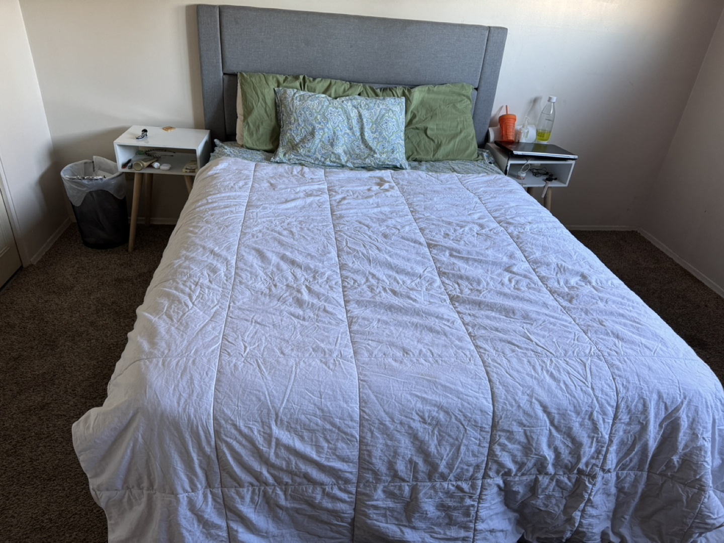 Queen Size Bed Frame with Headboard and mattress