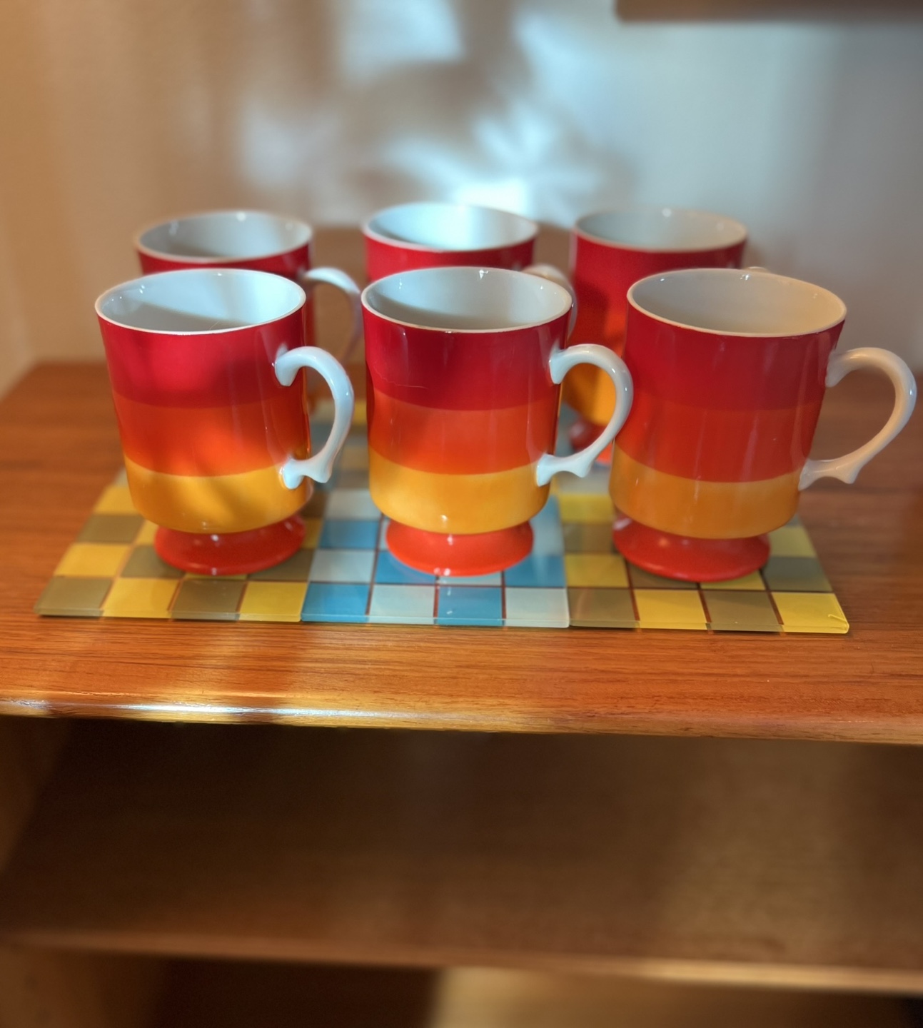 Vintage 6-Piece Mug Set with Sugar Bowl