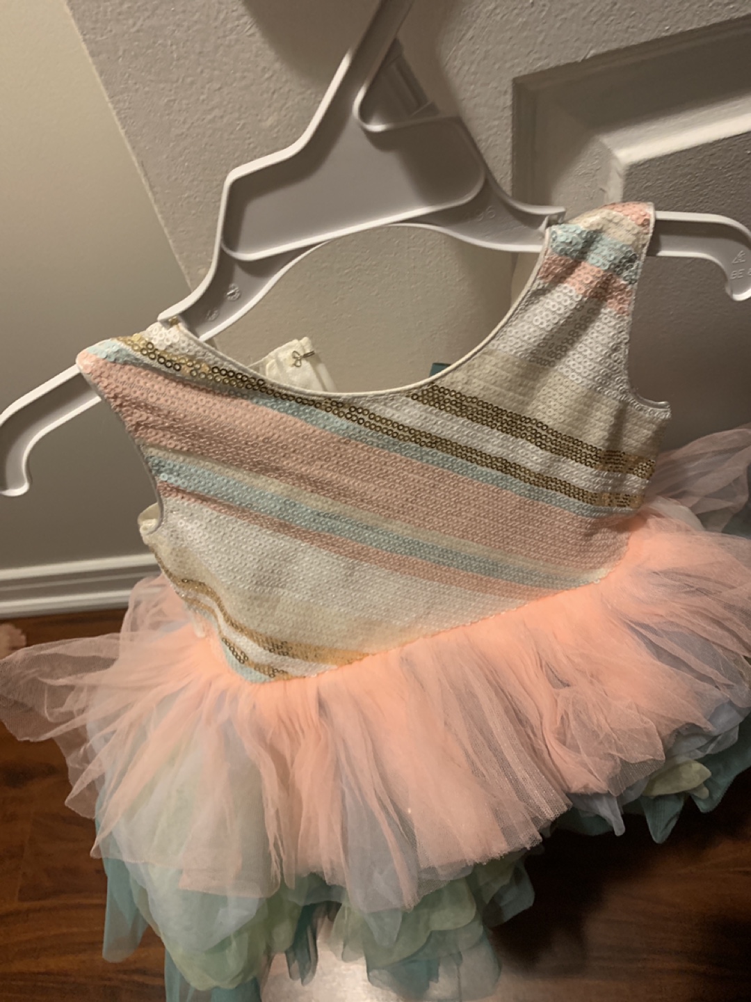 Girls' Pastel Rainbow Sequin Tulle Dress