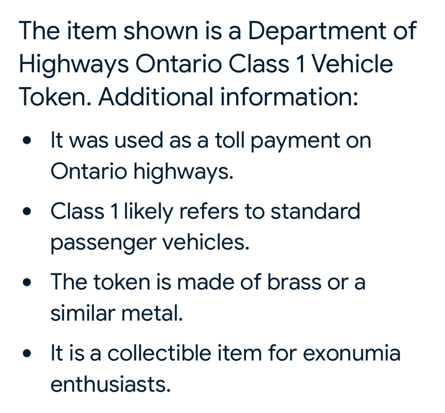 Collectible Toll Tokens - Department of Highways Ontario image indicator(2)