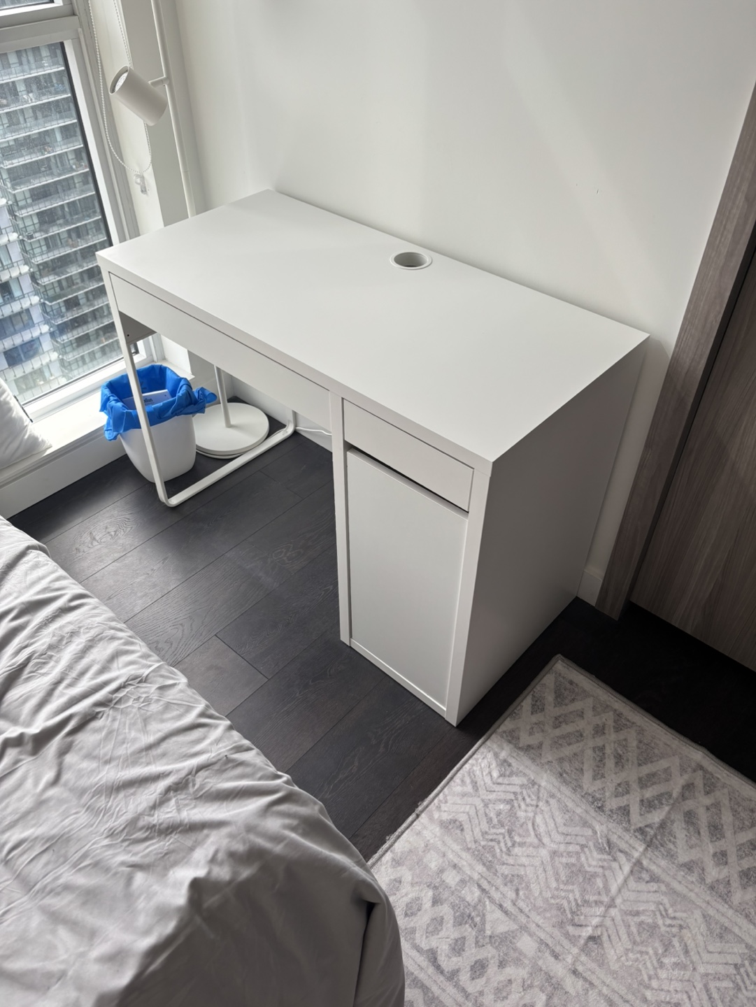 White IKEA MICKE Desk with Drawer and Cabinet - photo 5