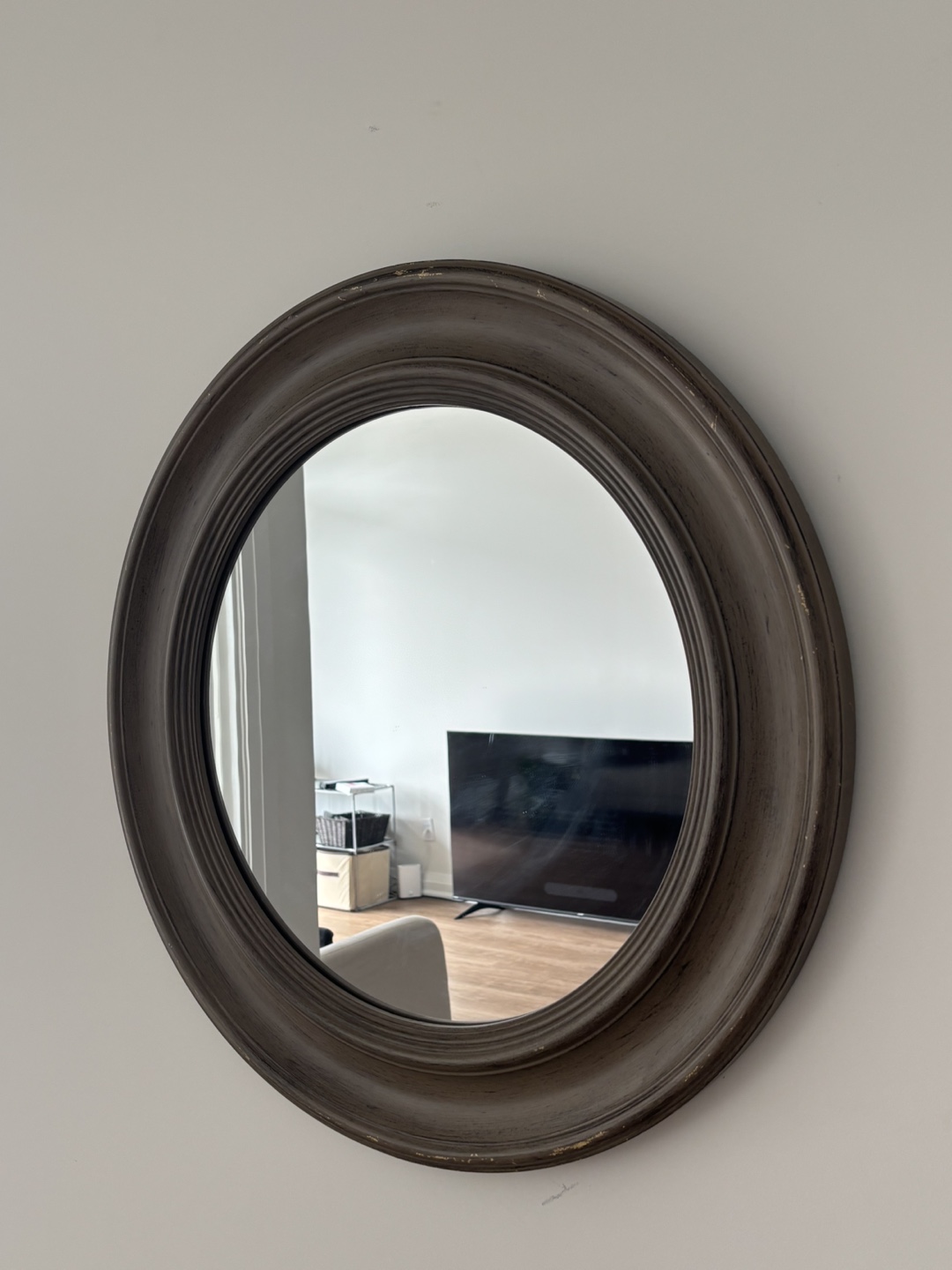 Round Dark Brown Wall Mirror